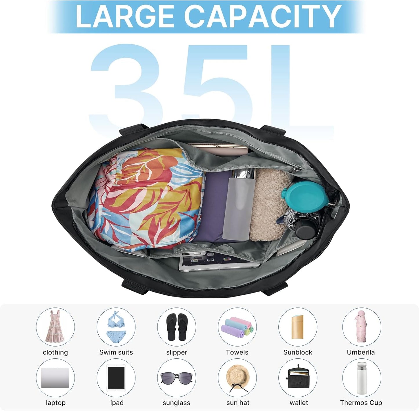 G4Free Beach Bag,Waterproof Beach Tote Pool Bags for Women,Compatible with Stanley Cup,Foldablefor Weekender Travel