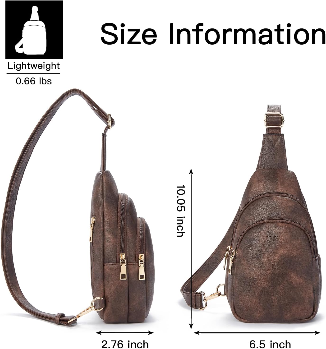 Telena Small Sling Bag for Women Leather Crossbody Fanny Packs Chest Bag for Women