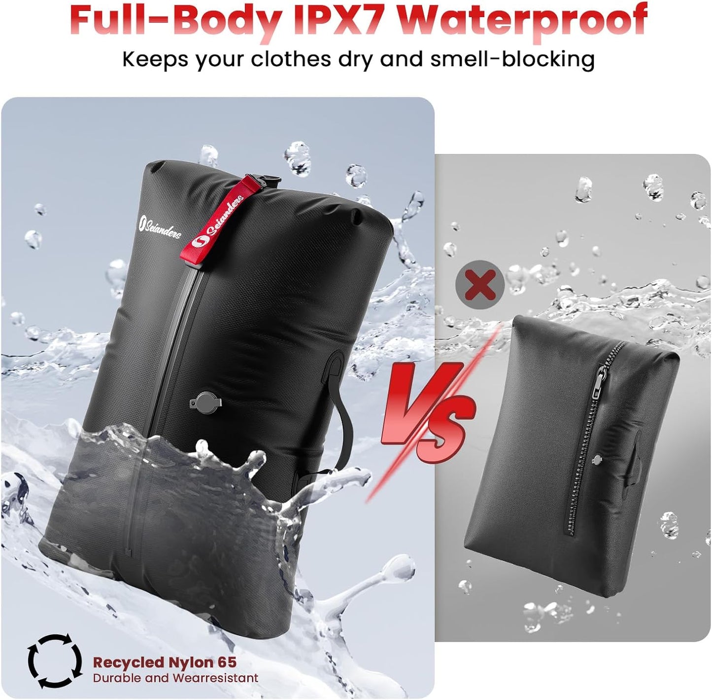 Vacuum Bags for Travel Luggage (2PCS + Wireless Pump), Vacuum Clothing Compression Bag with Adjustable Shoulder Strap, 50.6L Large Capacity, IP67 Waterproof, Reusable for Carry-on Luggage & Backpack