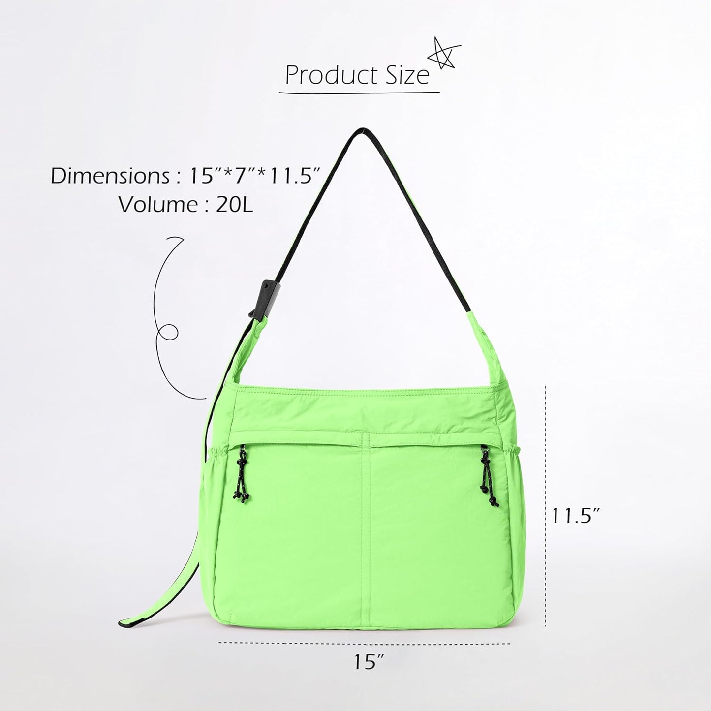 ODODOS 20L Crossbody Tote Bag Large Capacity Lightweight Hobo Shoulder Sling Bags for Gym Shopping Beach Travel