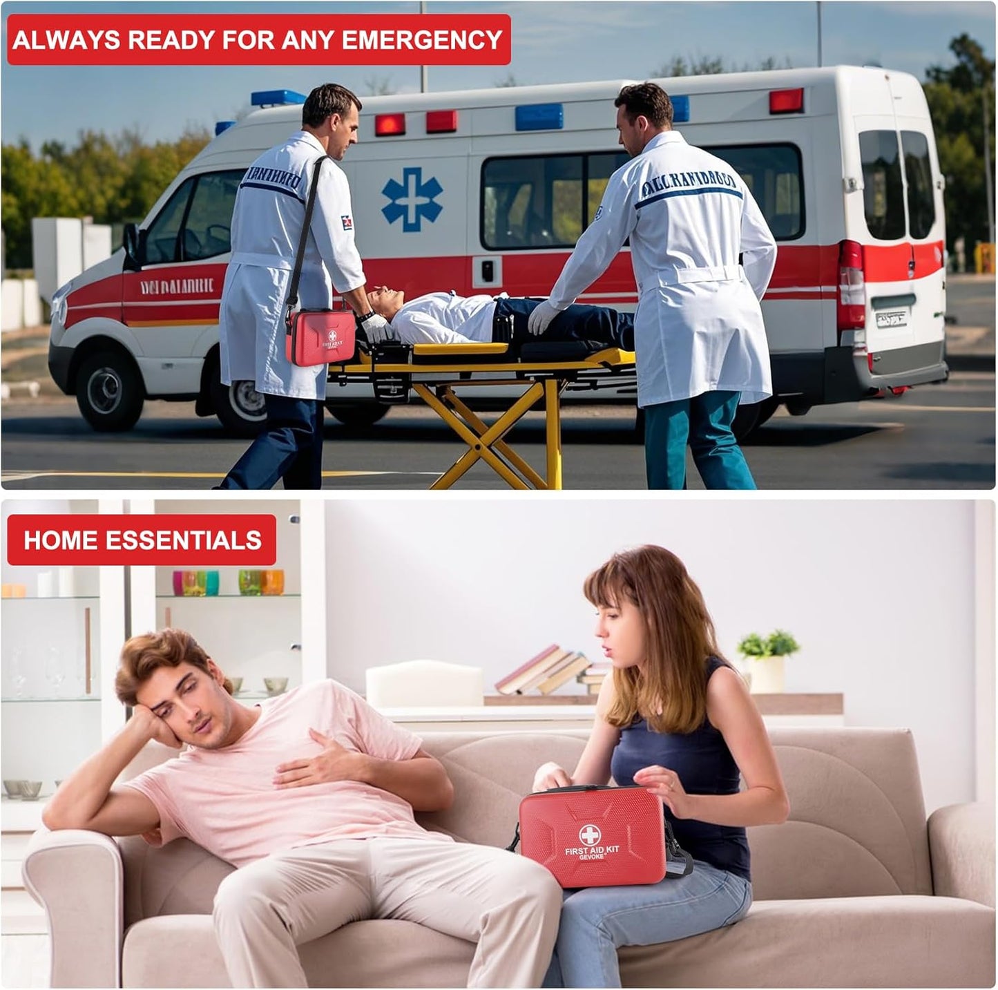 410 Piece Waterproof Hard Shell First Aid Kit for Home, Car, Travel, Camping, Truck, Hiking, Sports, Office, Vehicle & Outdoor Emergencies - Emergency Medical Kits (Red)