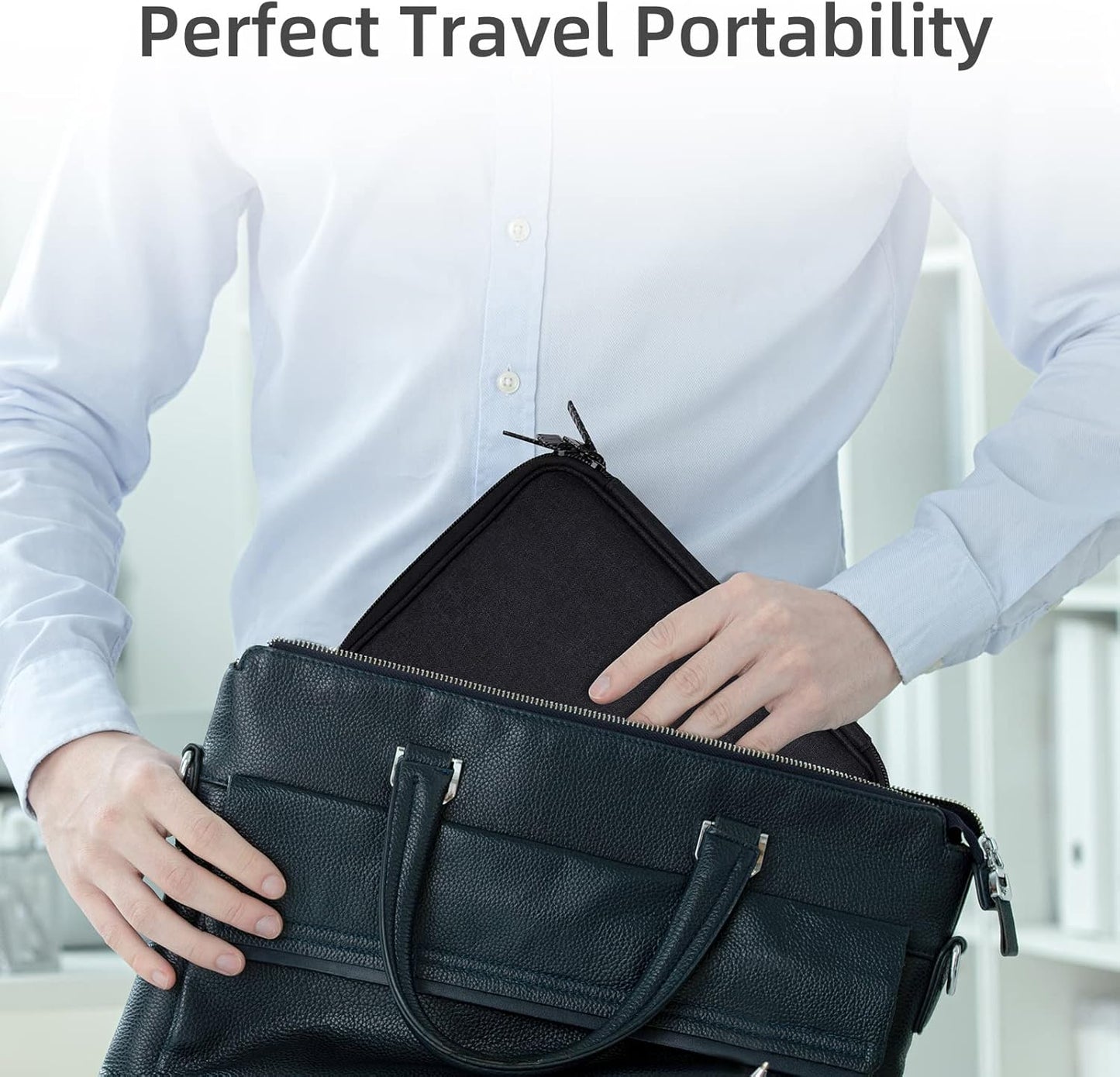 Electronics Organizer Travel Case Cord Cable Charger Organizer Bag Travel Accessories Essentials for Women Men Double Layers Tech Pouch with 5 Cable Ties for Phone Power Bank SD Card USB, Black