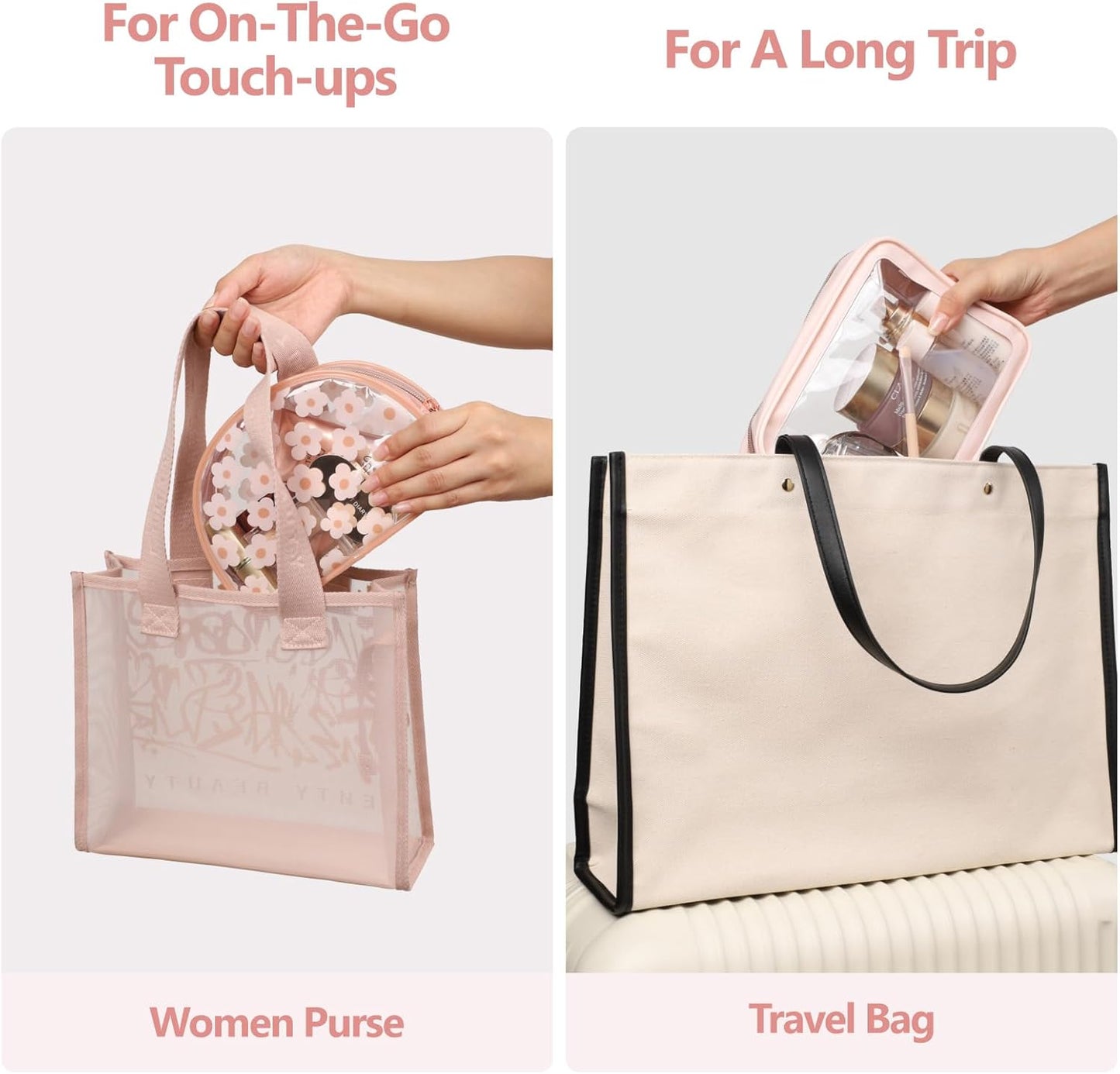 PACKISM TSA Approved Toiletry Bag - Upgrade Color-Edged Clear Makeup Bags, Clear Toiletry Bags For Traveling Fits Various Storage Needs