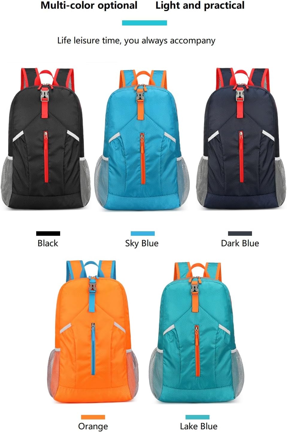 25L Hiking Backpack Foldable Sports Daypack Camping Collapsible Bag Water Repellent Lightweight Travel Men Women (Dark Blue)