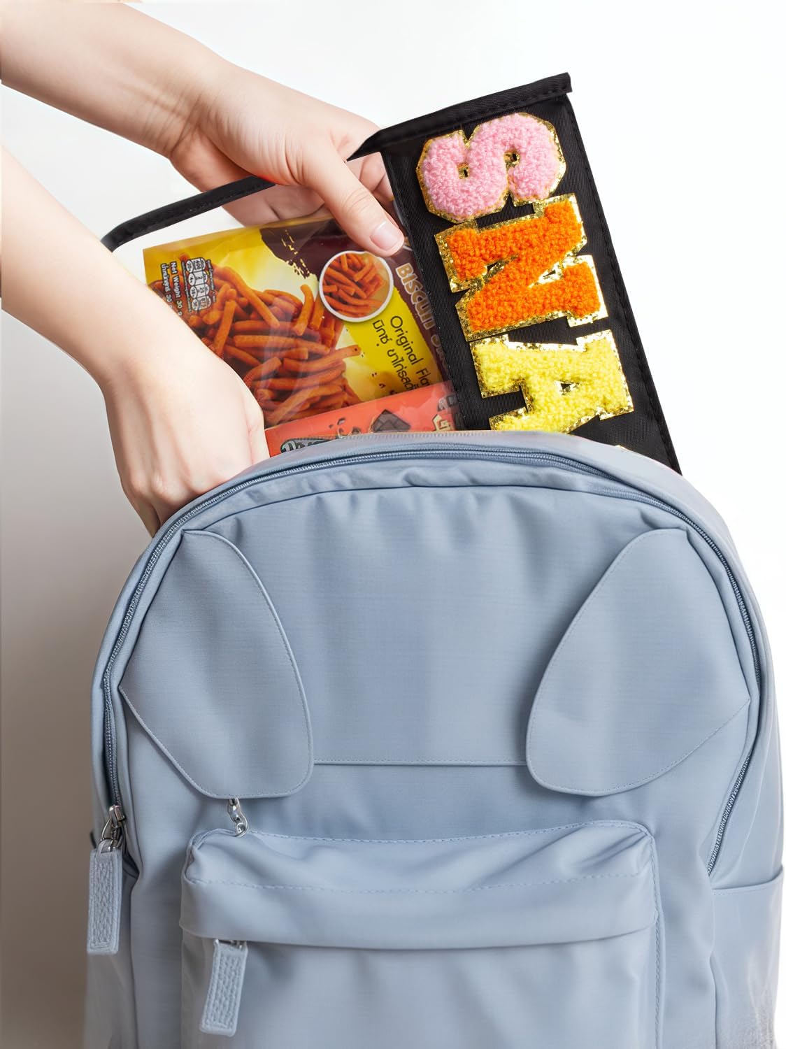 2 Pcs Snack Pouch Chenille Letter Clear Zipper Snack Bag, Nylon Snack Pouch for Travel Clear Makeup Bag Small Cosmetic Bag for Purse Snack Bags for School Waterproof Toiletry Bag