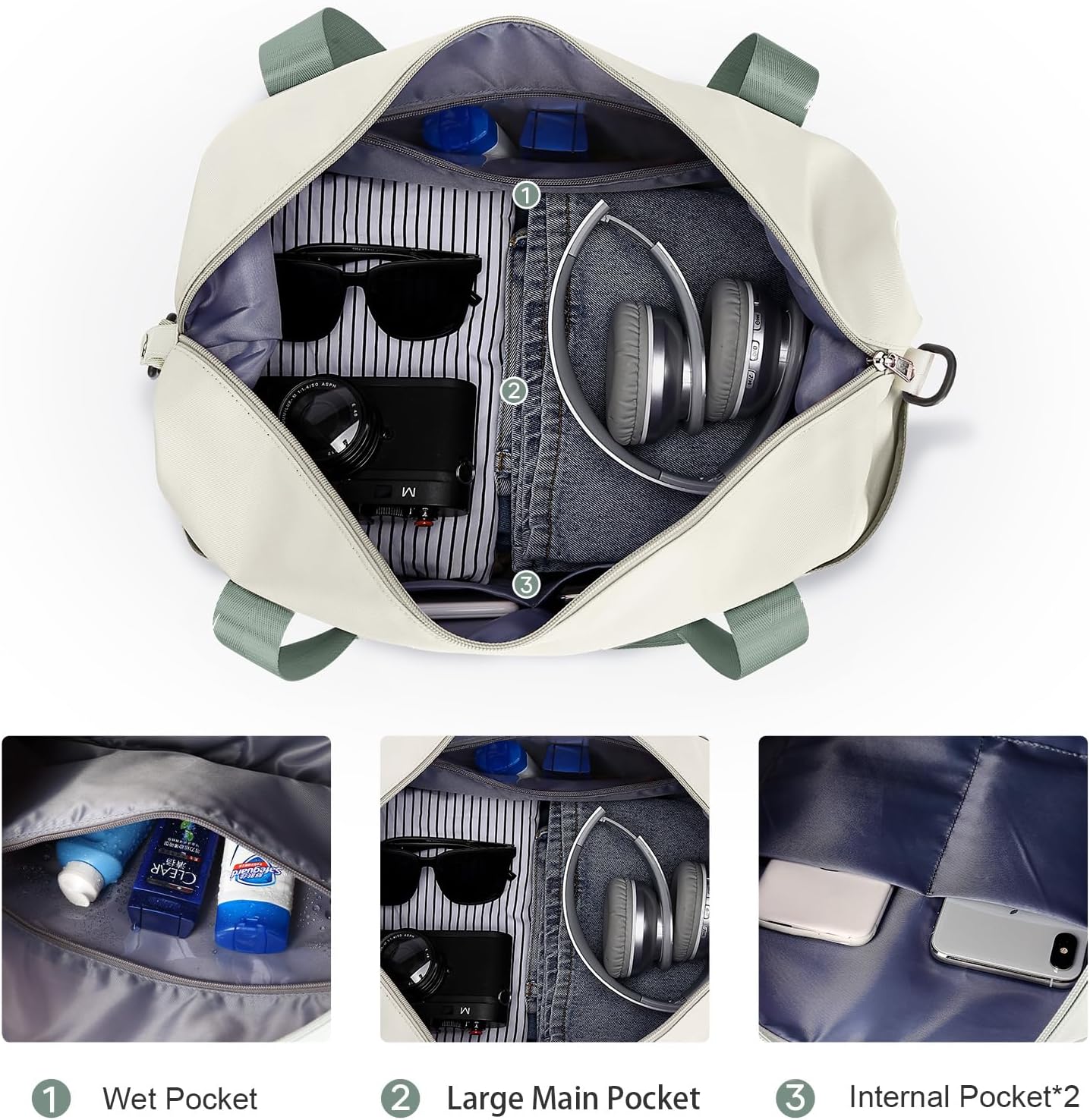 Travel Duffel Bag, Sports Tote Gym Bag, Shoulder Weekender Overnight Bag for Women