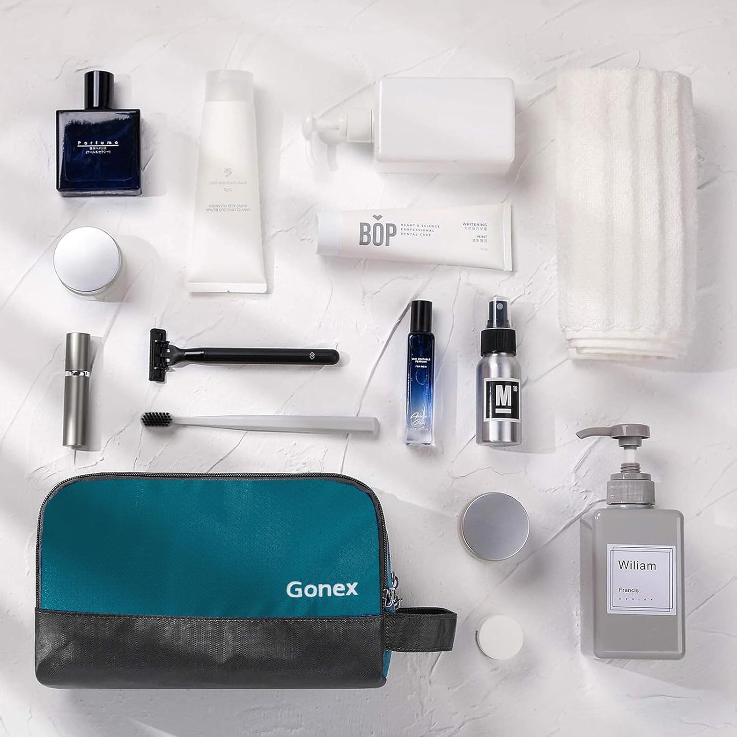 Gonex Travel Toiletry Bag Nylon, Dopp Kit Shaving Bag Toiletry Organizer Peacock Green