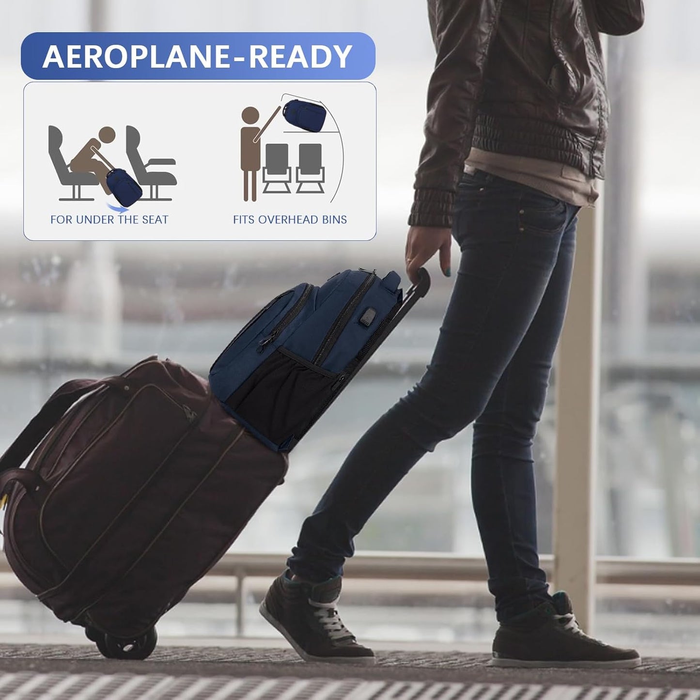 LARIPOP Travel Laptop Backpack,15.6 Inch Business Laptop backpack for Men Women with USB Charging Port,Water-Resistant Laptopack Weekender Daypack for Work College Computer