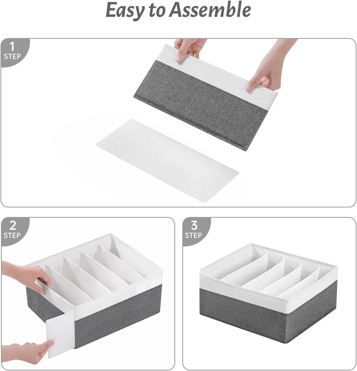 Jeans Drawer Organizers for Clothing,5 Grids Compartment Wardrobe clothes organizer,Fabric Washable Closet Organizers and Storage Bins for Jeans,Pants,Bra,Legging,t-shirt-GreyWhite