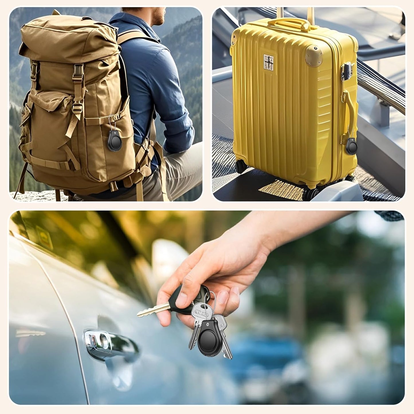 Waterproof AirTag Keychain Holder, Air tag Lock Case with Wire Cable Compatible with Apple AirTags, Durable & Secure Anti-Lost Protective Case with Keyring for Backpack, Key, Luggage (4 Pack)