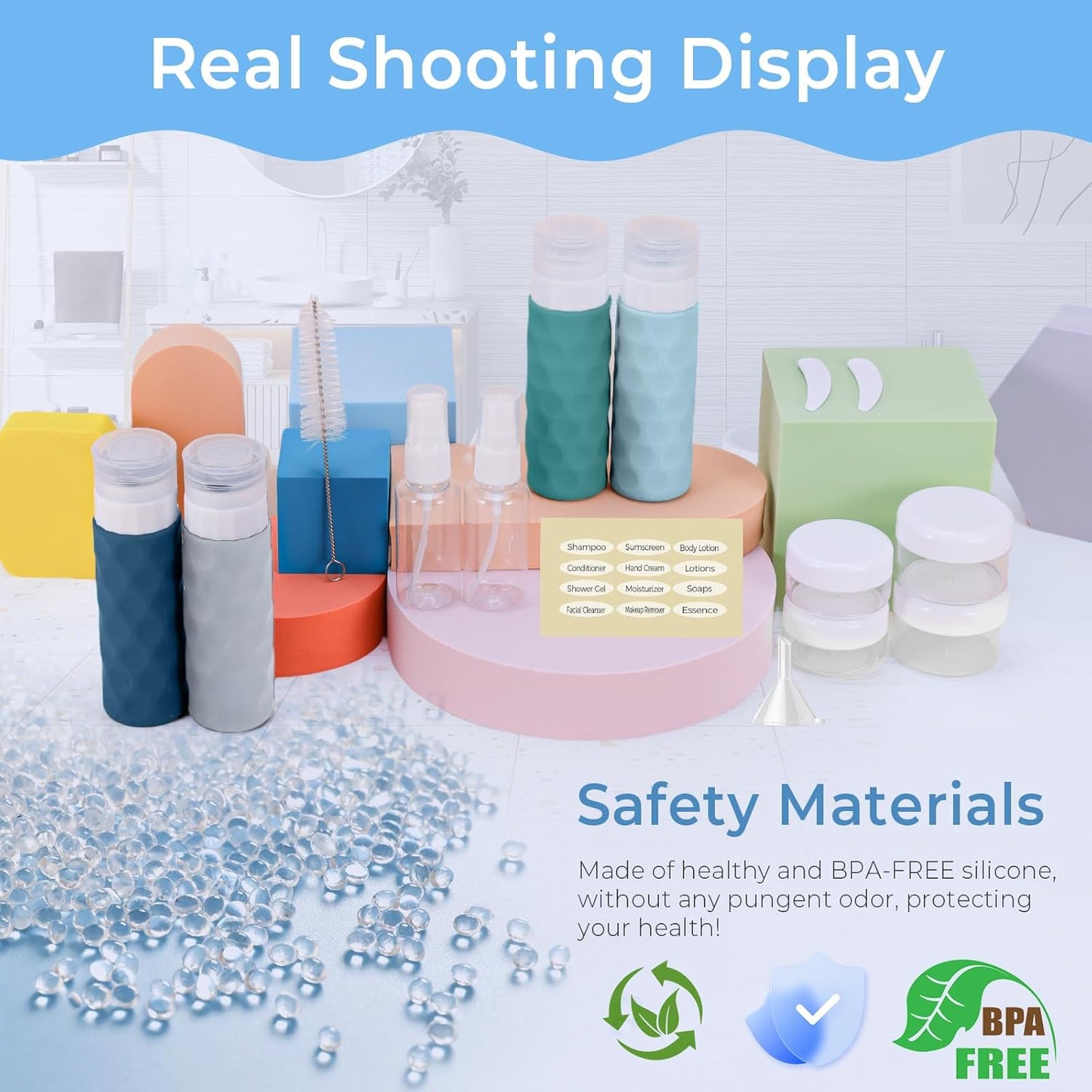 16pack Travel Bottles for Toiletries, TSA Approved Travel Size Containers Set, Leak Proof Refillable Liquid & Creams Toiletries Accessories Kit W/Toiletry Bag (Mint Green)