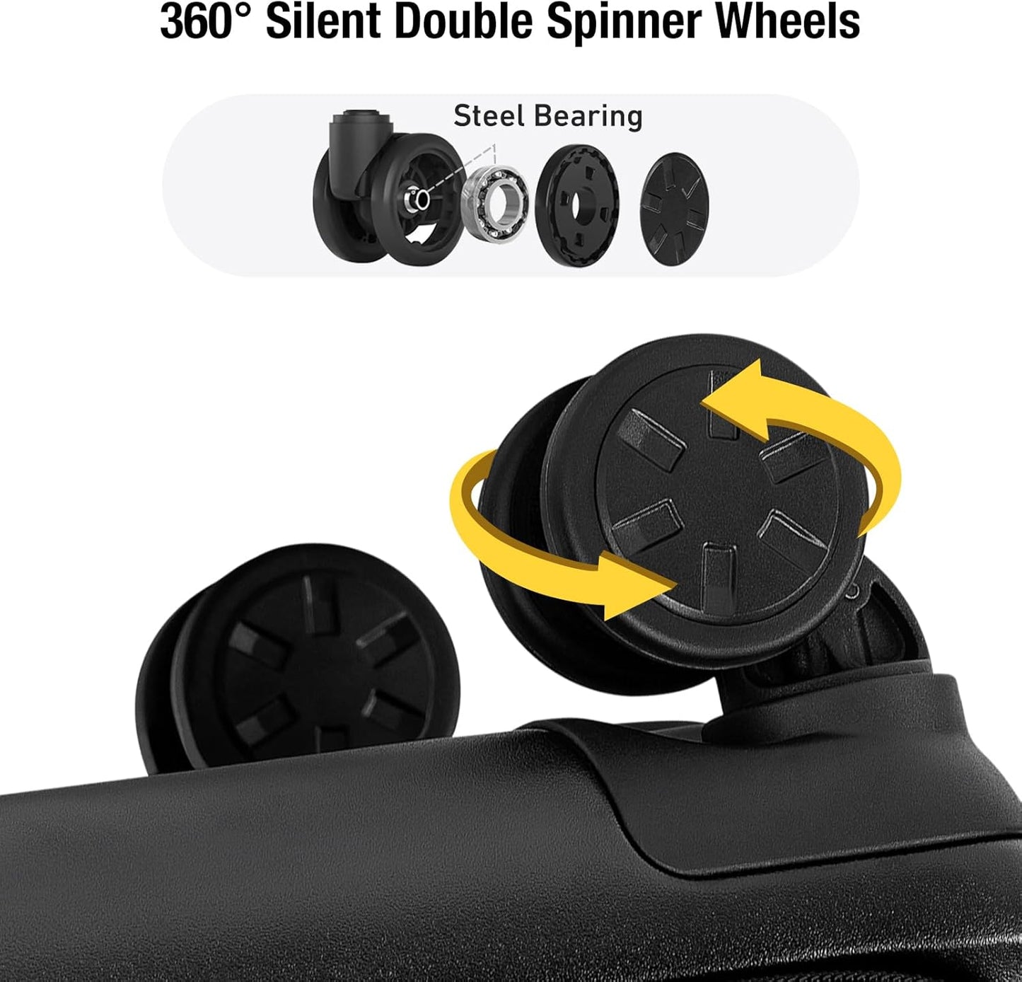 KYME Hardside Carry On Luggage Airline Approved with Laptop Compartment (Black, Carry-On 20 Inch)