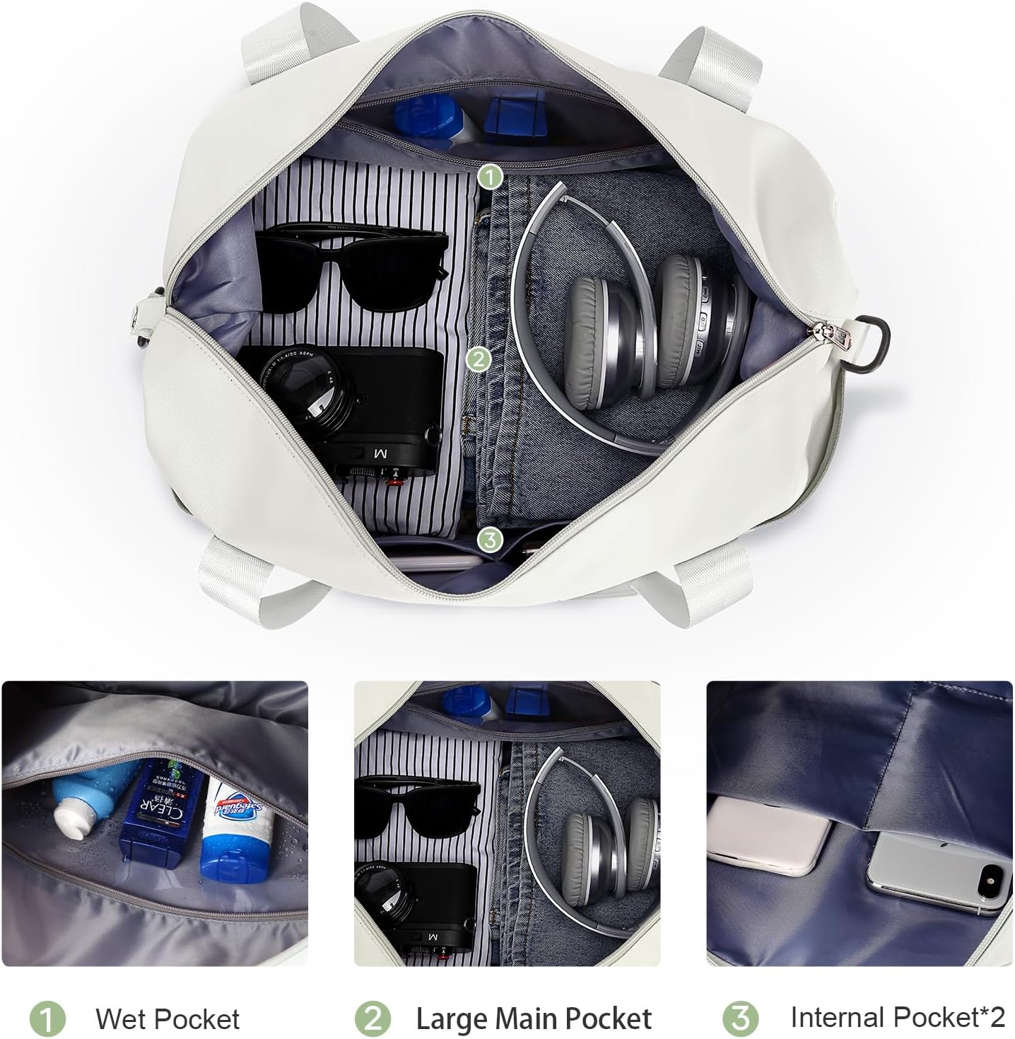 Travel Duffel Bag, Sports Tote Gym Bag, Shoulder Weekender Overnight Bag for Women