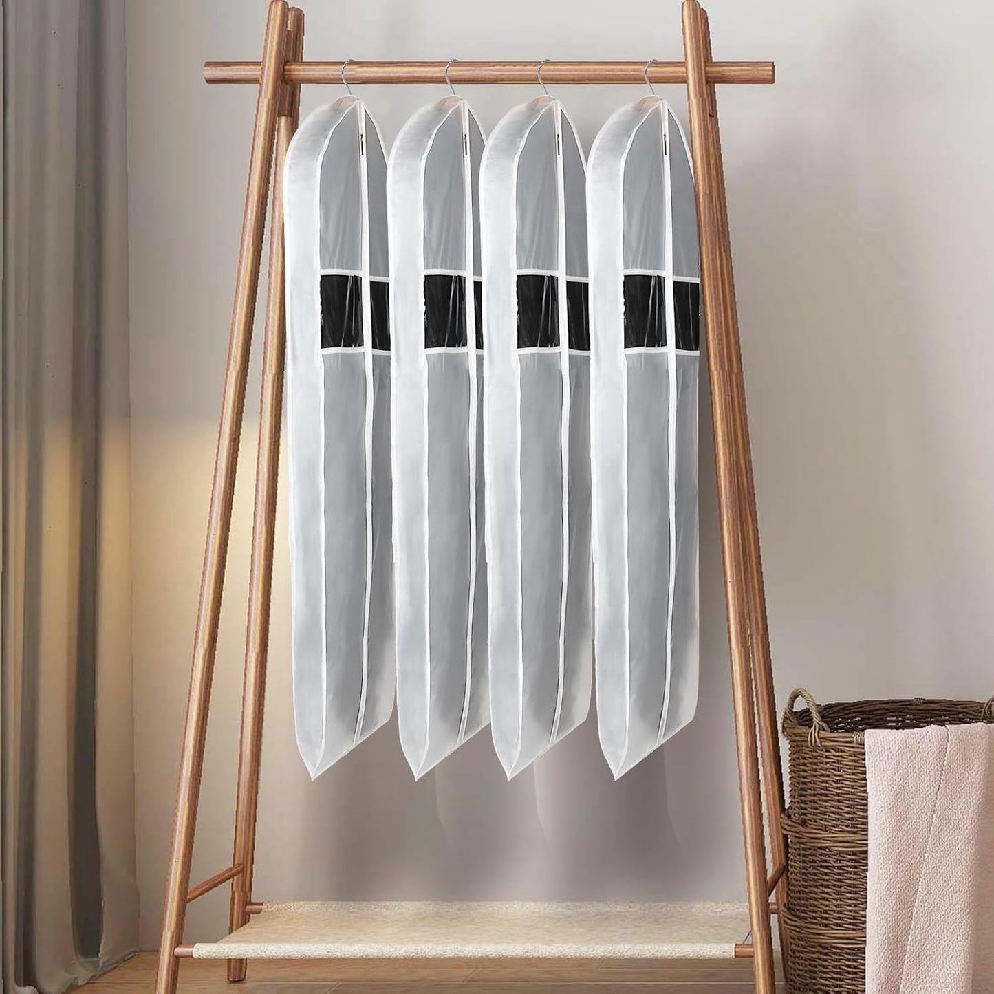 Zilink Clear Suit Coat Bags for Storage 50-inch Dress Bags for Hanging Clothes with 3" Gusset Suit Cover Bag for Coat, Dress Closet Storage