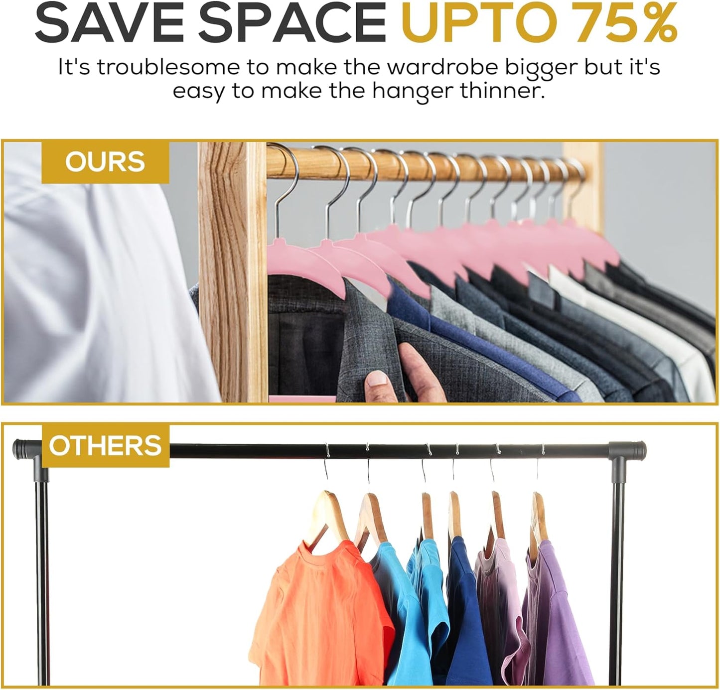 Premium Velvet Hangers 50 Pack Ultra Thin Non Slip Adult Felt Space Saving Suit Hanger for Closet Heavy Duty Coat Pants Jackets Dress Hangers 360° Swivel Hook Hold Upto 10 lbs Pink