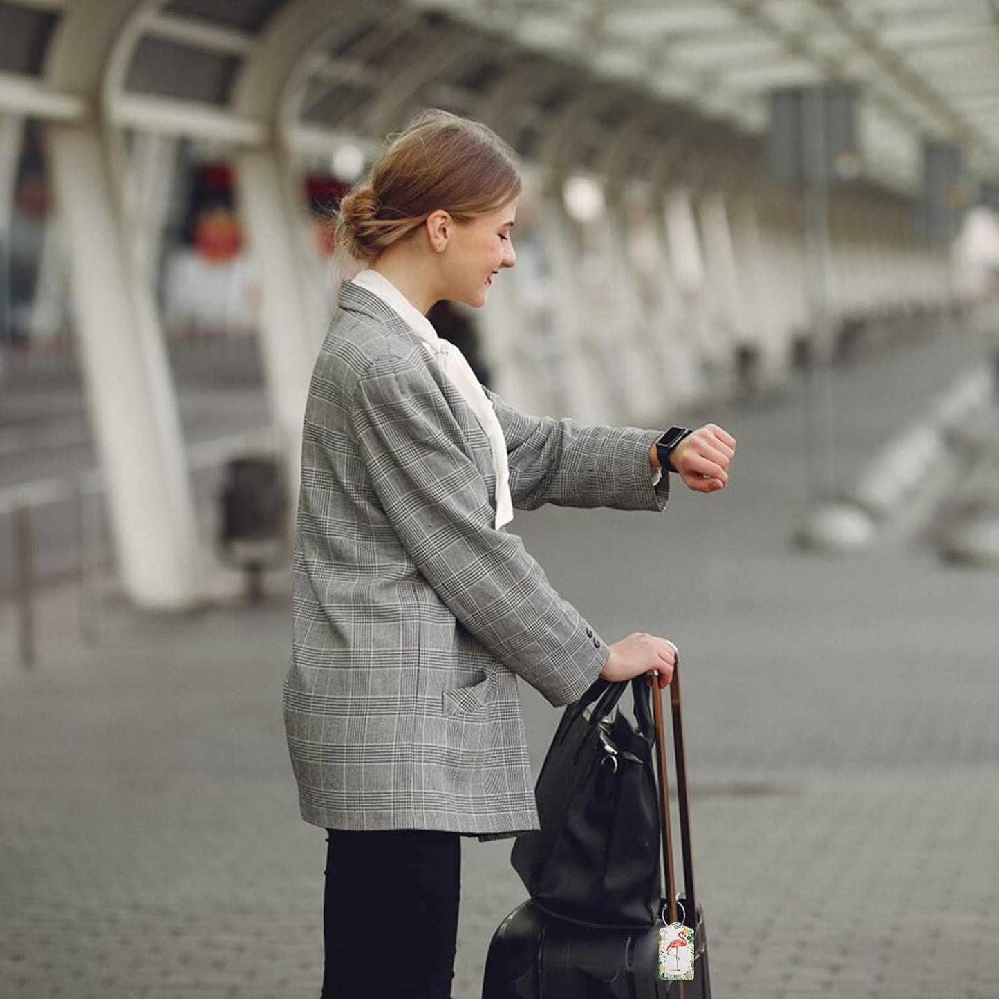 2 Pack Luggage Tag for Suitcase, Cute Unique Leather Suitcase Tags Identifiers with Privacy Name Address Labels & Durable Steel Loop for Women Men Travel