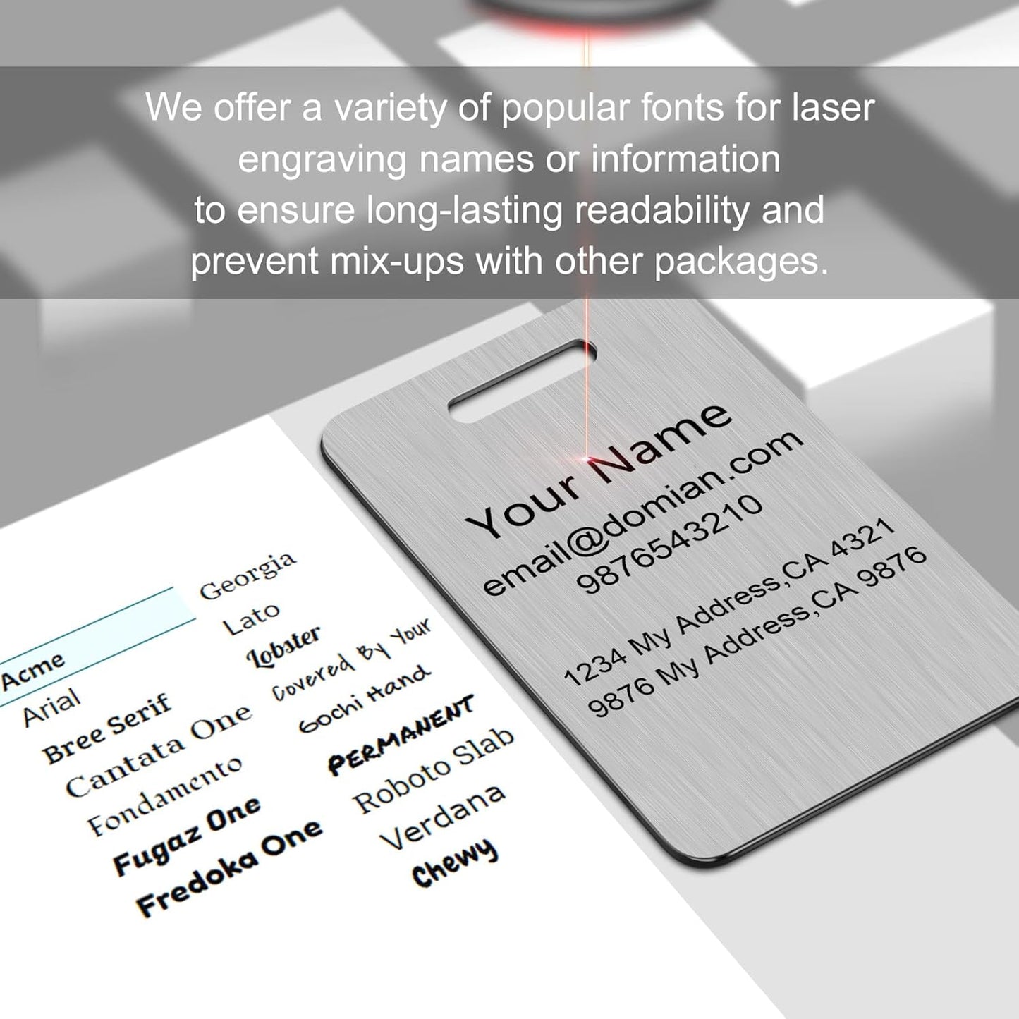 Stainless Steel Personalized Luggage Tags for Suitcases - Custom Name ID Travel Tags for Luggage, Backpacks and Bags - Metal Travel Essentials Accessories for Kids, Women and Men - Bulk Set (2 Pack)