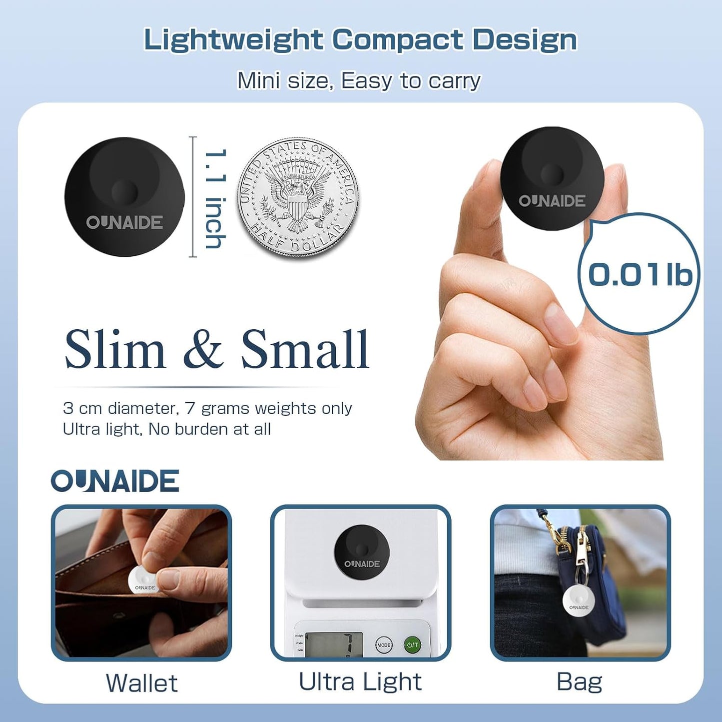 Air-Tags-2 Pack, Smart Air Tracker Tag, Bluetooth Tracker for Apple Find My (iOS Only), Waterproof Key Finder Tracking Device for Kids Keys Luggage Bags Wallets Pets and More - Black&White