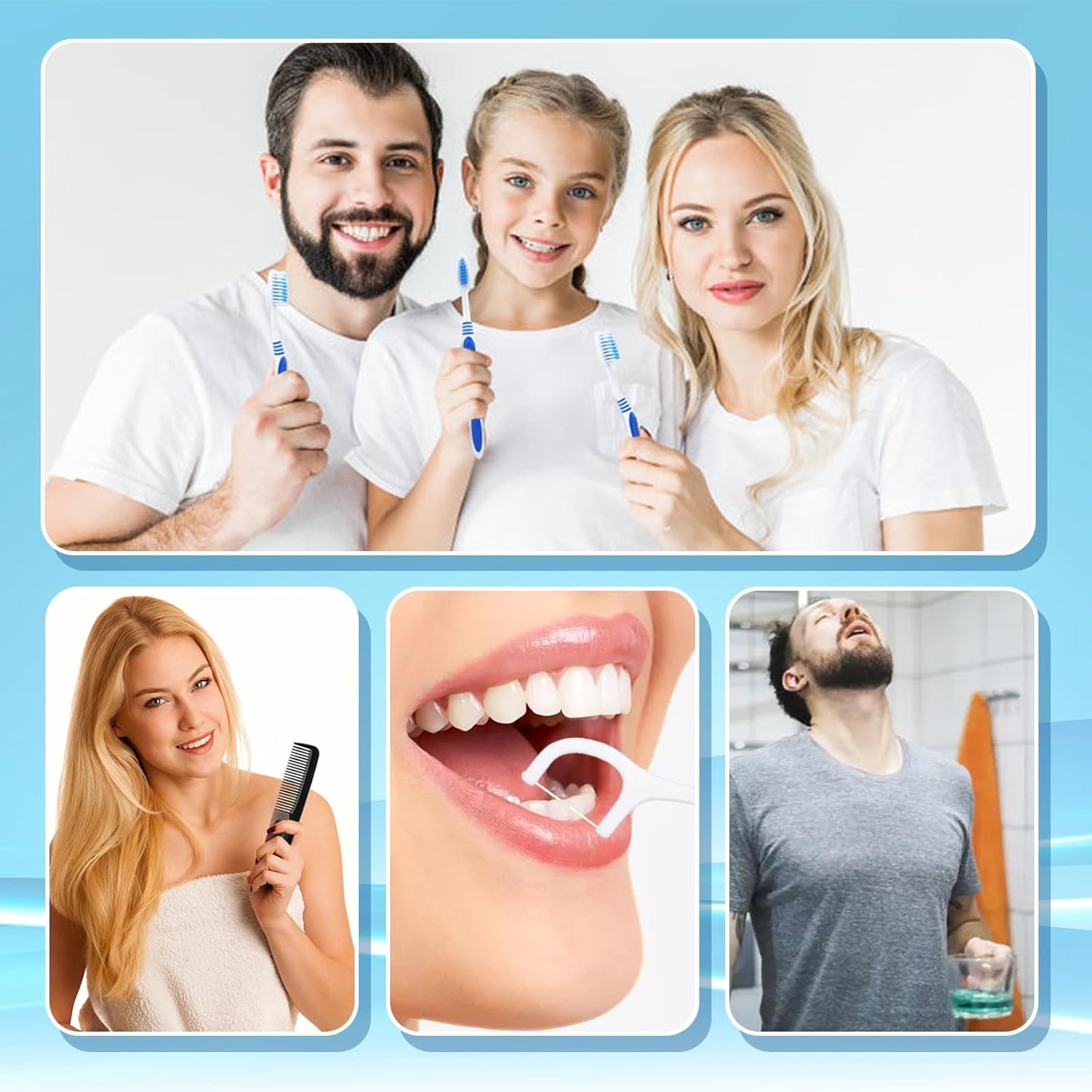 30 Set Travel Toothbrush Kit Bulk,Disposable Toothbrush with Toothpaste Set with Mouthwash,Toothpaste,Cover,Comb,Zip Bag,Floss Picks,Toothbrushes Set for Homeless,Travel