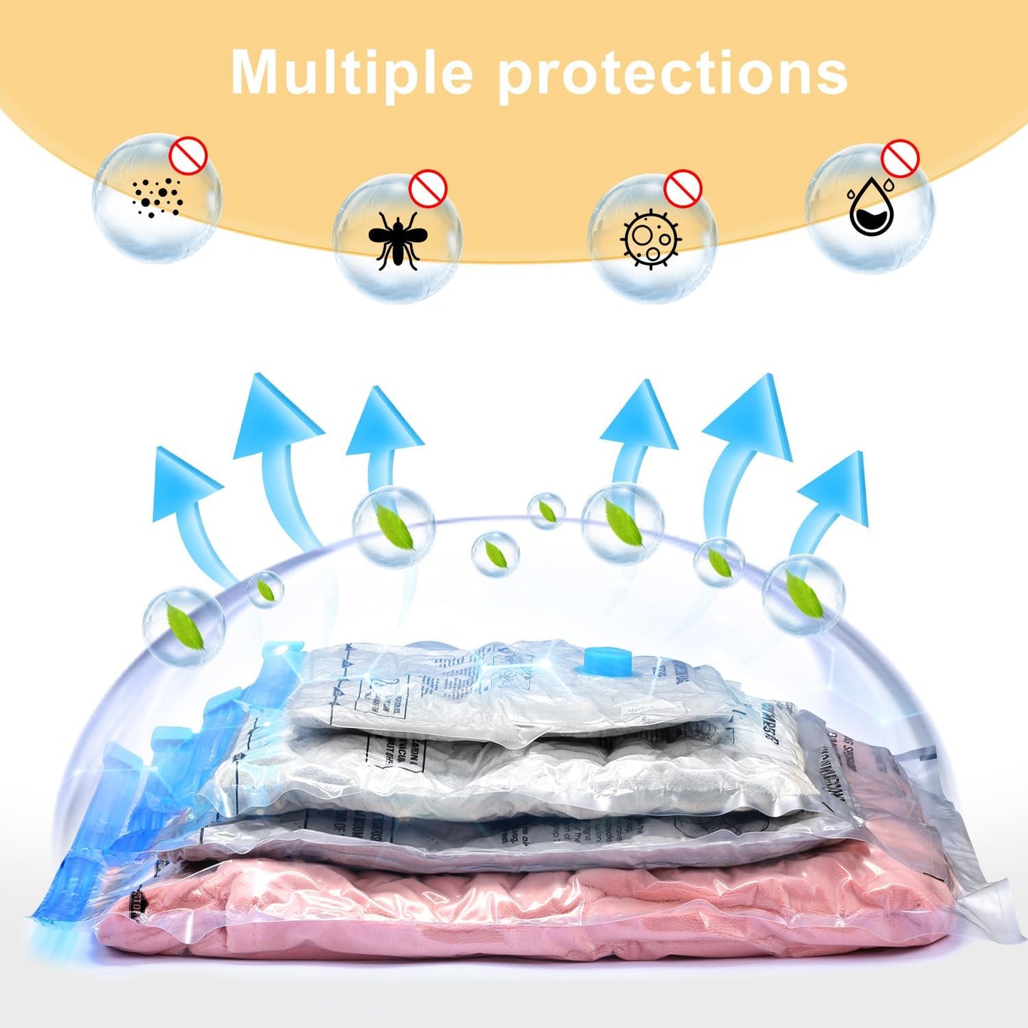 Travel Vacuum Bags with Portable Electric Pump (Combo 8 Pack)