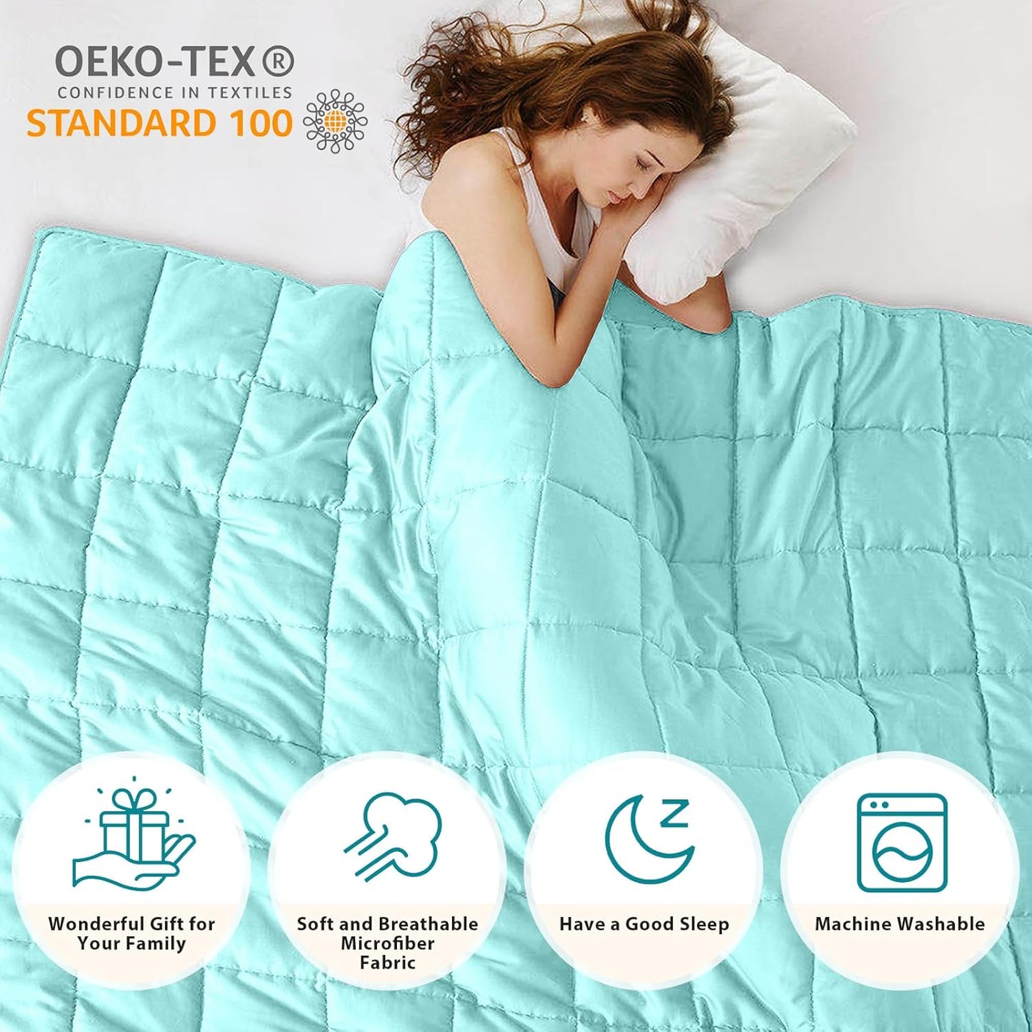 L'AGRATY Weighted Blanket - 60"x80" 20lbs Cooling Breathable Heavy Blanket Microfiber Material with Glass Beads for Adult All-Season Summer Fall Winter Soft Thick Comfort