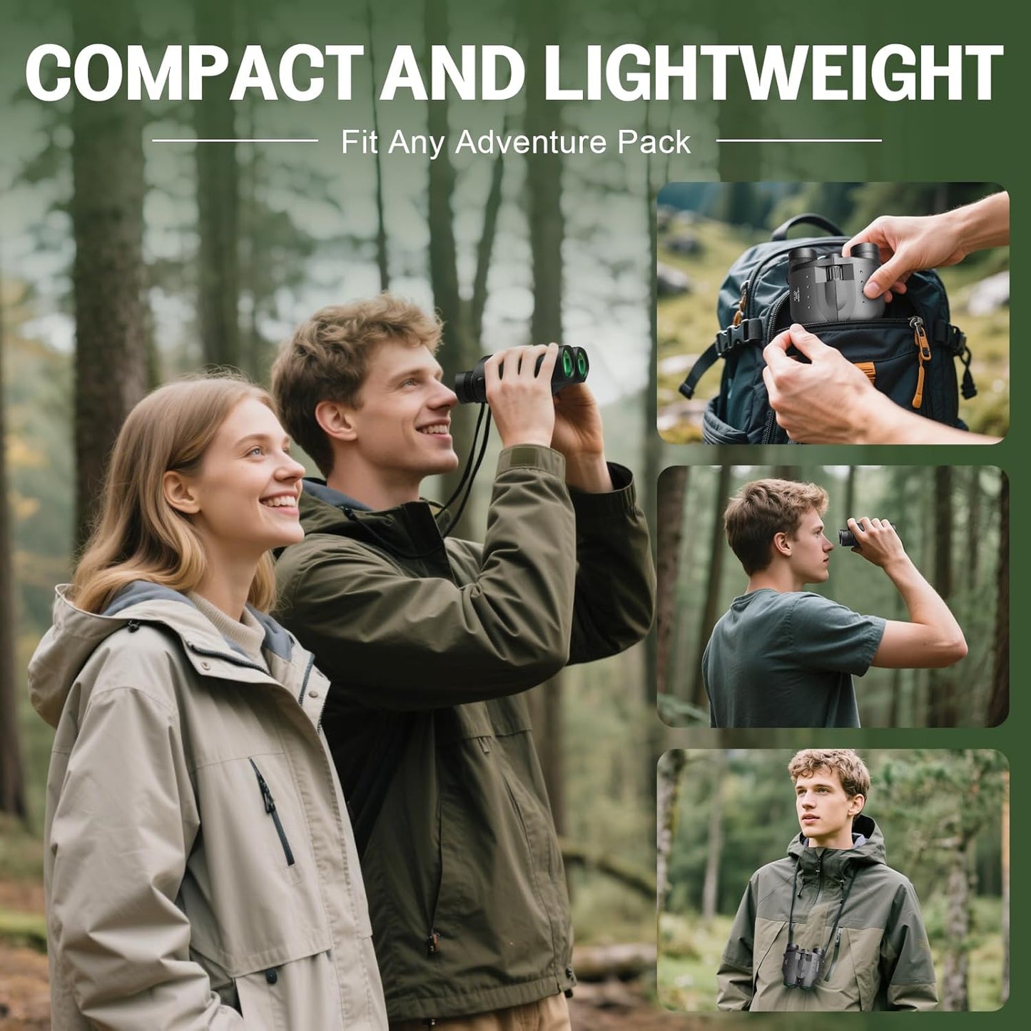 25x32 Binoculars for Adults Kids Compact - DEESOO High Powered Bird Watching Binoculars Lightweight with Small Size for Hunting Traveling Sports Hiking (Black)