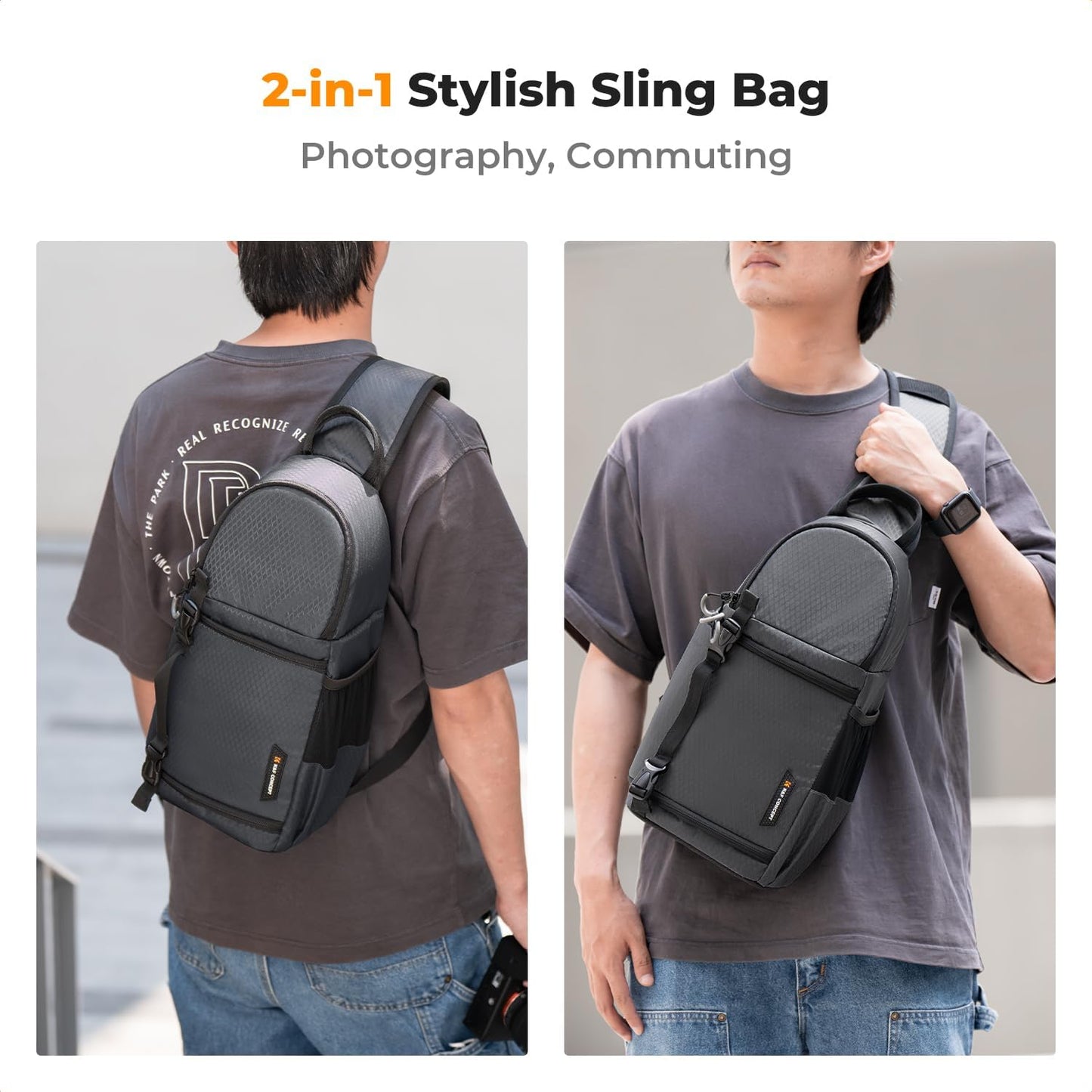 K&F CONCEPT Camera Sling Bag Crossbody Bag Camera Shoulder Backpack DSLR/SLR/Mirrorless Photography Bags Compatible with Canon/Nikon/Sony/Fuji/Gopro/DJI