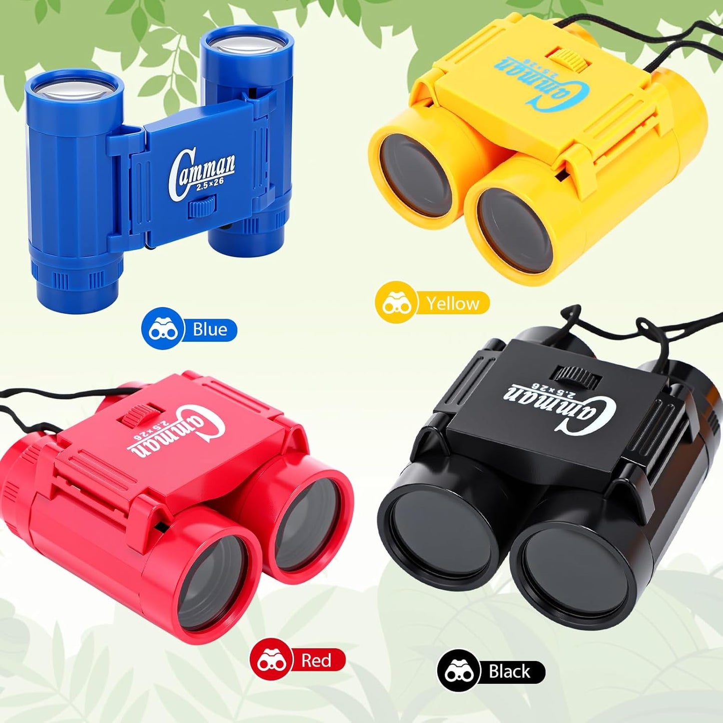 12 Set Binocular Compass Magnifying Glass Set Christmas Birthday Gift Small Telescope Binocular with Whistle Bag for Outdoor Exploring Stocking Stuffer(Assorted Color,Novelty)