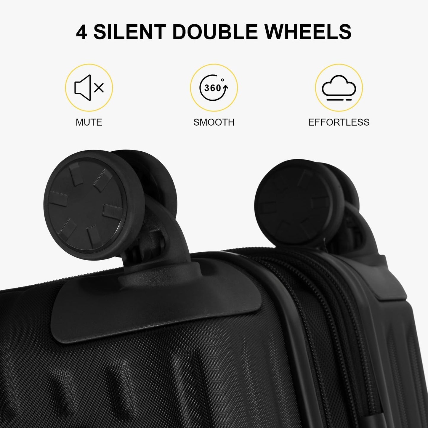 LEVEL8 Grace Hard Shell Carry on Luggage with Front Compartment, 20 Inch Expandable Suitcases with Wheels, Lightweight Carry-on Suitcase for Airplane, Tsa Lock, Black