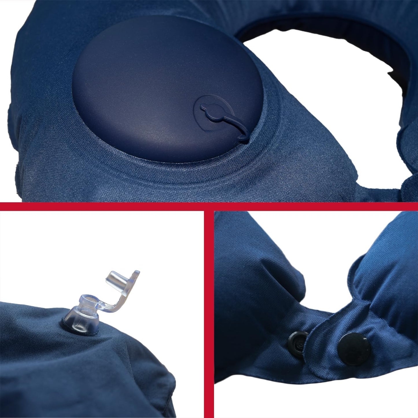 Inflatable Travel Pillow for Sleeping Airplane - Inflatable Neck Pillow for Traveling on Plane, Press to Inflate,Portable Travel Neck Pillow with Carry Bag (Drak Blue)