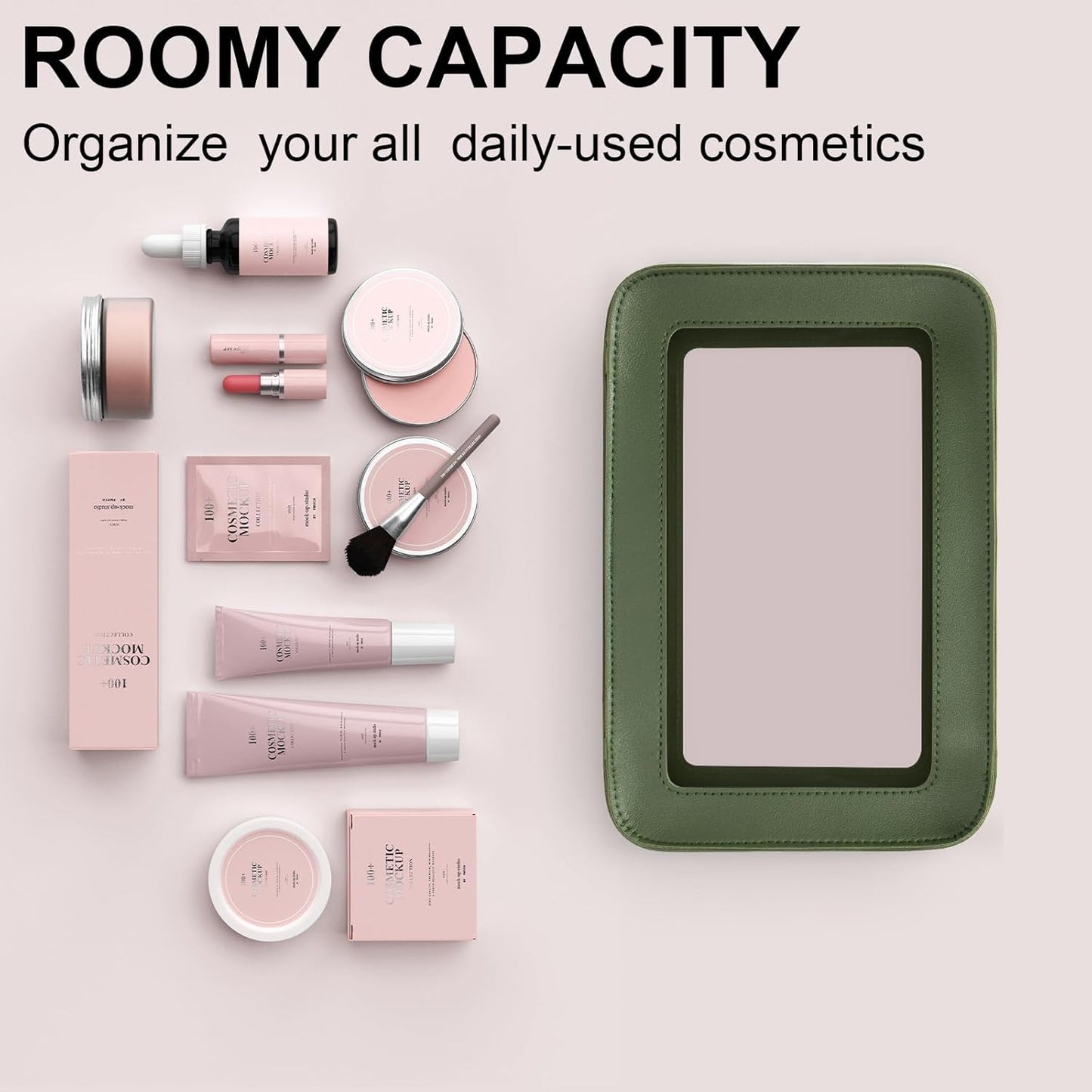 LETGO Clear Makeup Bags, TSA Approved Toiletry Bag with Zipper, Clear Makeup Organizer Fit Carry-on Travel Essentials,Clear Cosmetic Bags for Women Men (O-Green)