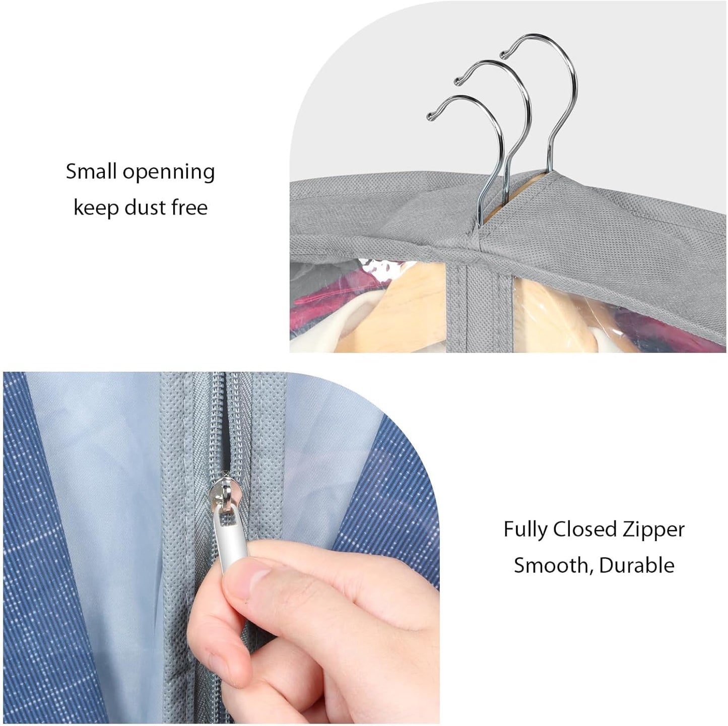 Zilink Luxury Breathable Fur Coat Storage Bags 60" Dress Bags for Gowns Long Mink Coat Garment Bag with 4" Gussted Wrinkle Free for Leather Jacket Fur Coats Puffy Dress Storage, Set of 4