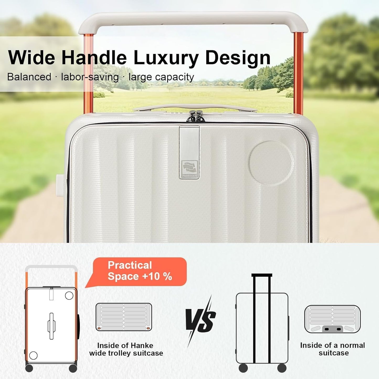 Hanke Multifunctional 26 Inch Checked Luggage Hard Shell Suitcases with Wheels Travel Trunk Style Luggage Large Rolling Suitcase for Women Men(Ivory White)