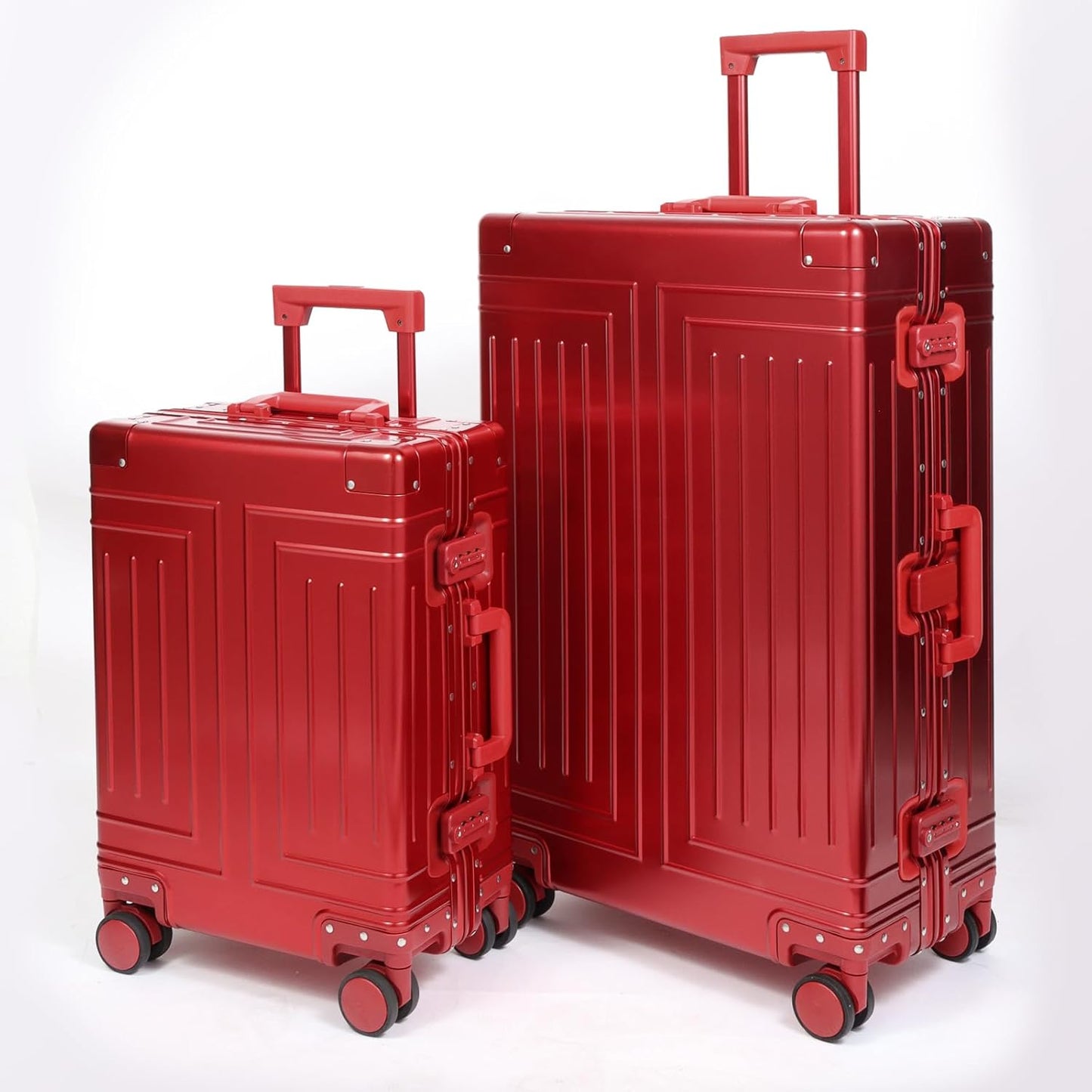 All Aluminum Carry On Luggage,Cut from Whole Aluminum Sheet,22x14x9 Airline Approved ,(3rd Generation,Premium Metal zipperless suitcase ) (red, 28inch)