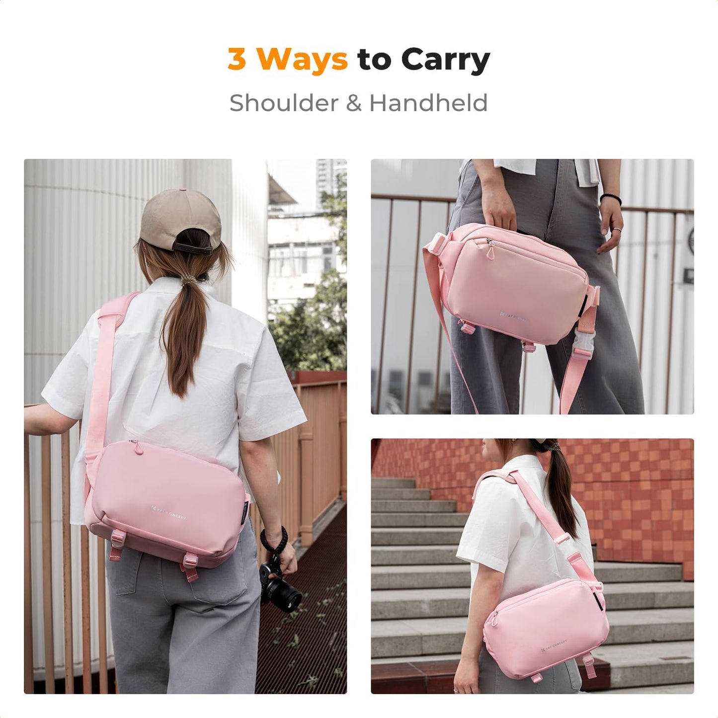 K&F Concept 2 in 1 Sling Bag Everyday Shoulder Bag & Multifunction Photography Crossbody Camera DSLR Backpack Portable Bag