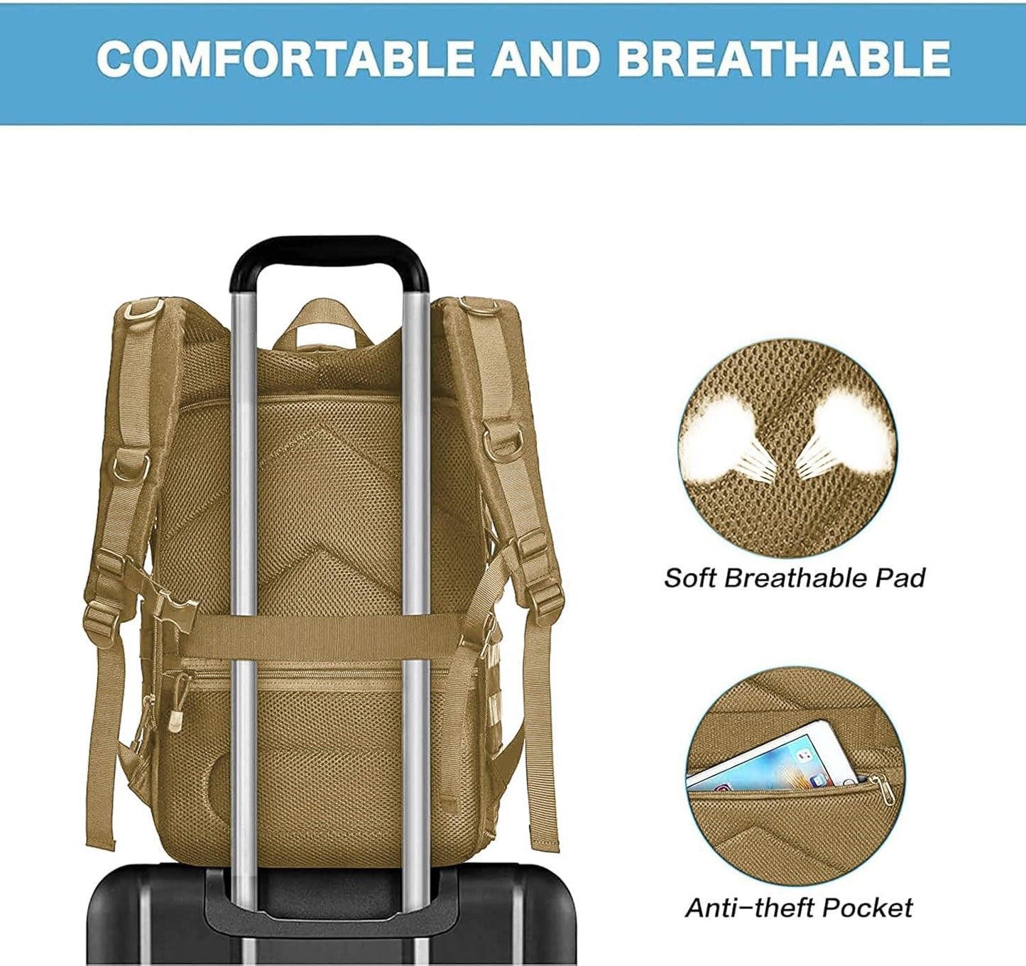 MOSISO Camera Backpack, DSLR/SLR/Mirrorless Tactical Camera Bag Case with Laptop Compartment Compatible with Canon/Nikon/Sony, Khaki