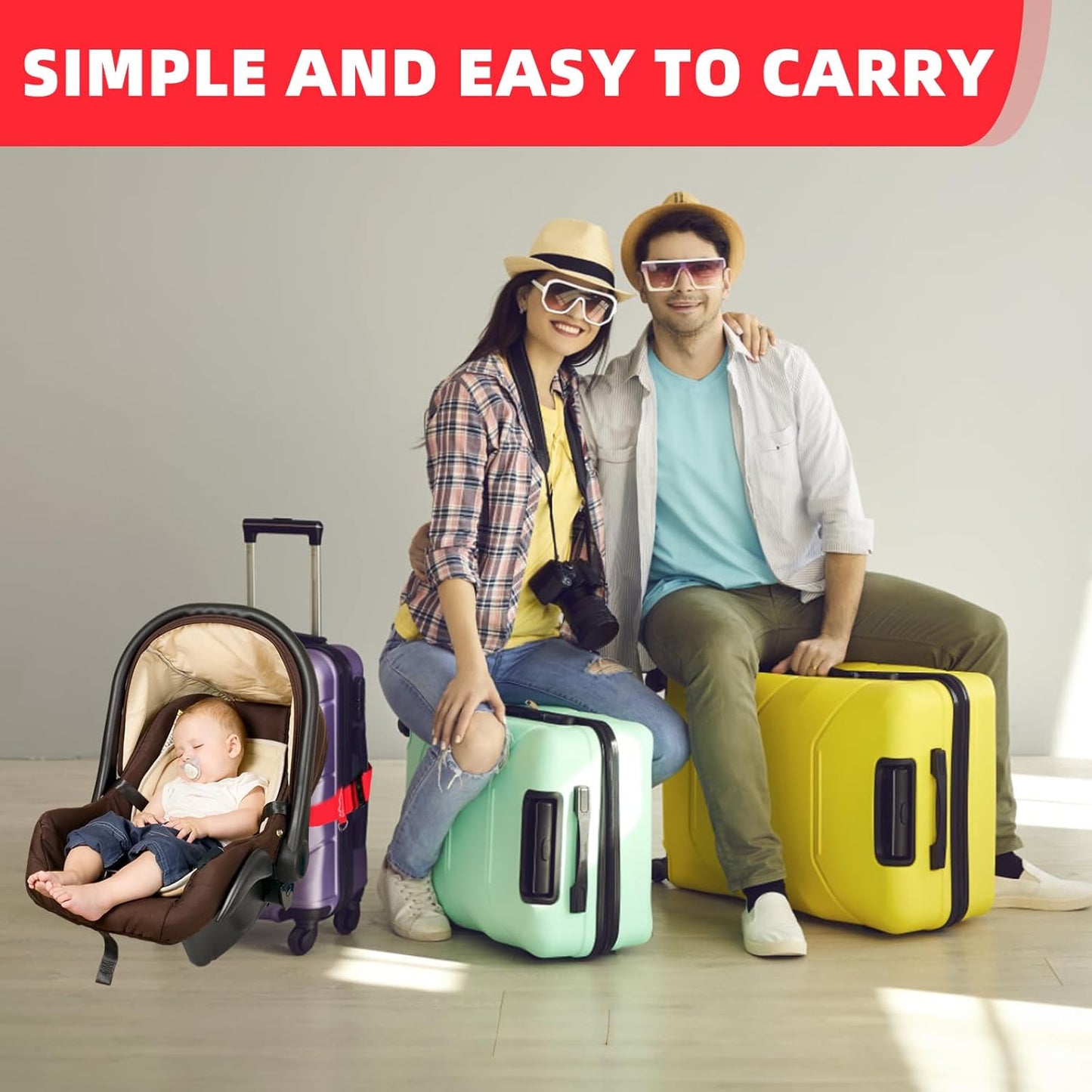 Car Seat Travel Belt to Suitcase,Car Seat Travel Strap to Convert Kid Car Seat and Carry-on Luggage into an Airport Car Seat Stroller,Safe Travel Solution for Transport