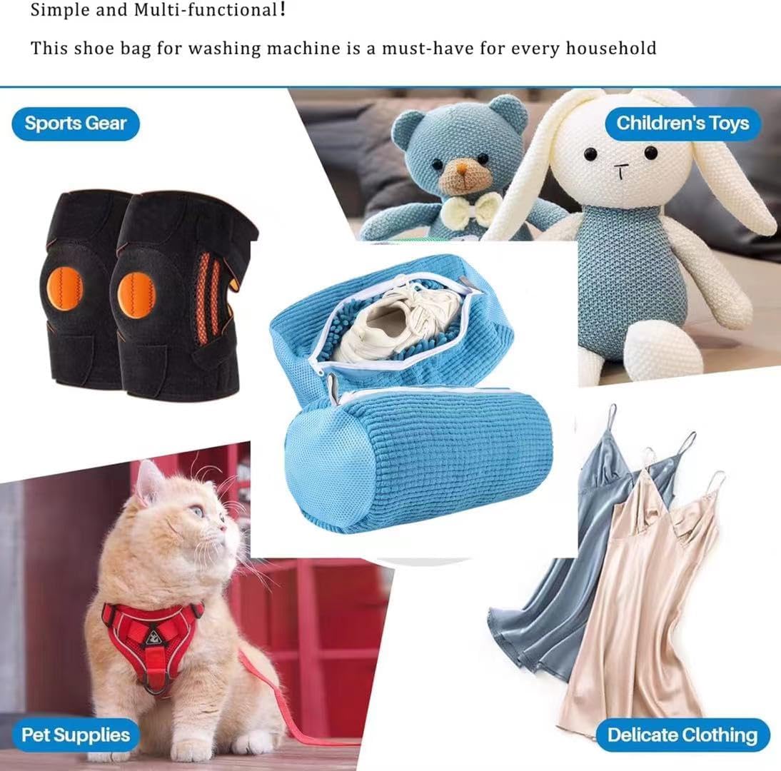 Shoe Laundry Bags for Washing Machine, 2 Pcs Shoe Washing Bag, Laundry Shoe Bag for Washer and Dryer, Reusable Shoe Washing Bags Shoe Washing Machine Bag (Blue-2Pcs)