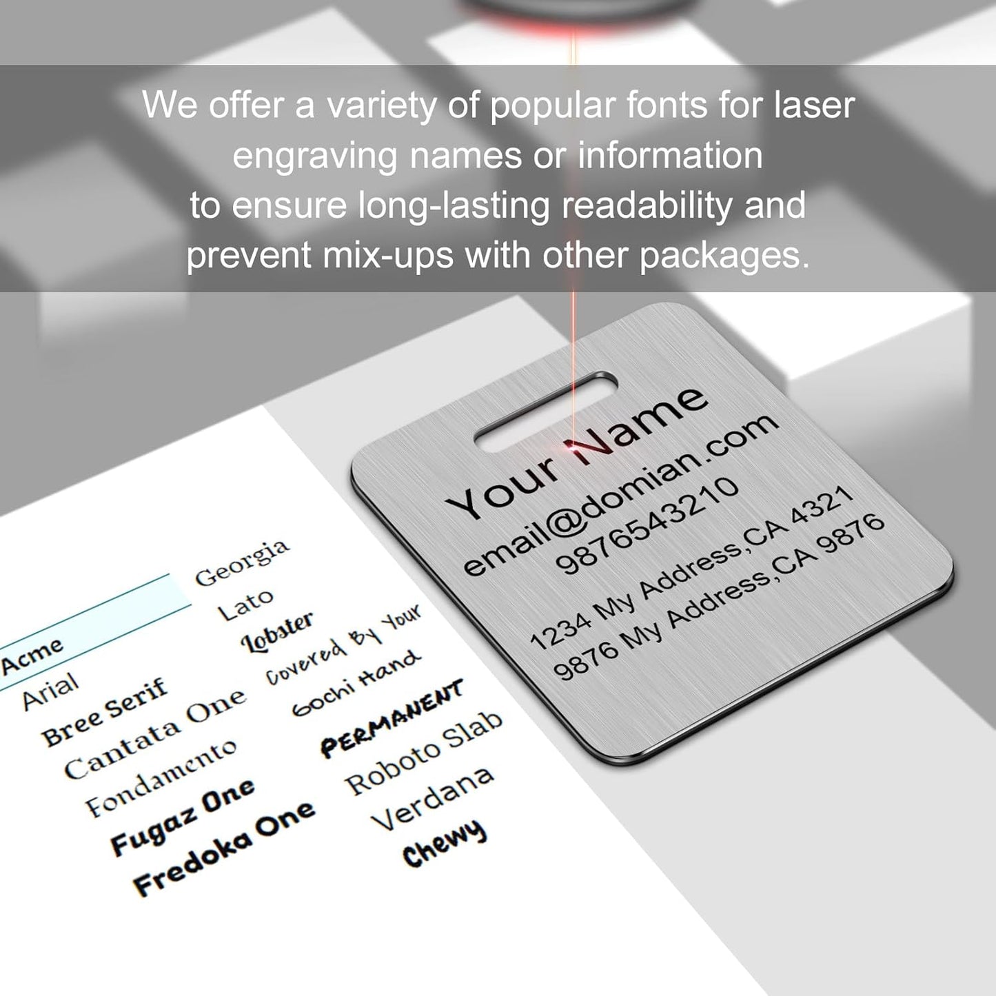 Stainless Steel Personalized Luggage Tags for Suitcases - Custom Name ID Travel Tags for Luggage, Backpacks and Bags - Metal Travel Essentials Accessories for Kids, Women and Men - Bulk Set (4 Pack)