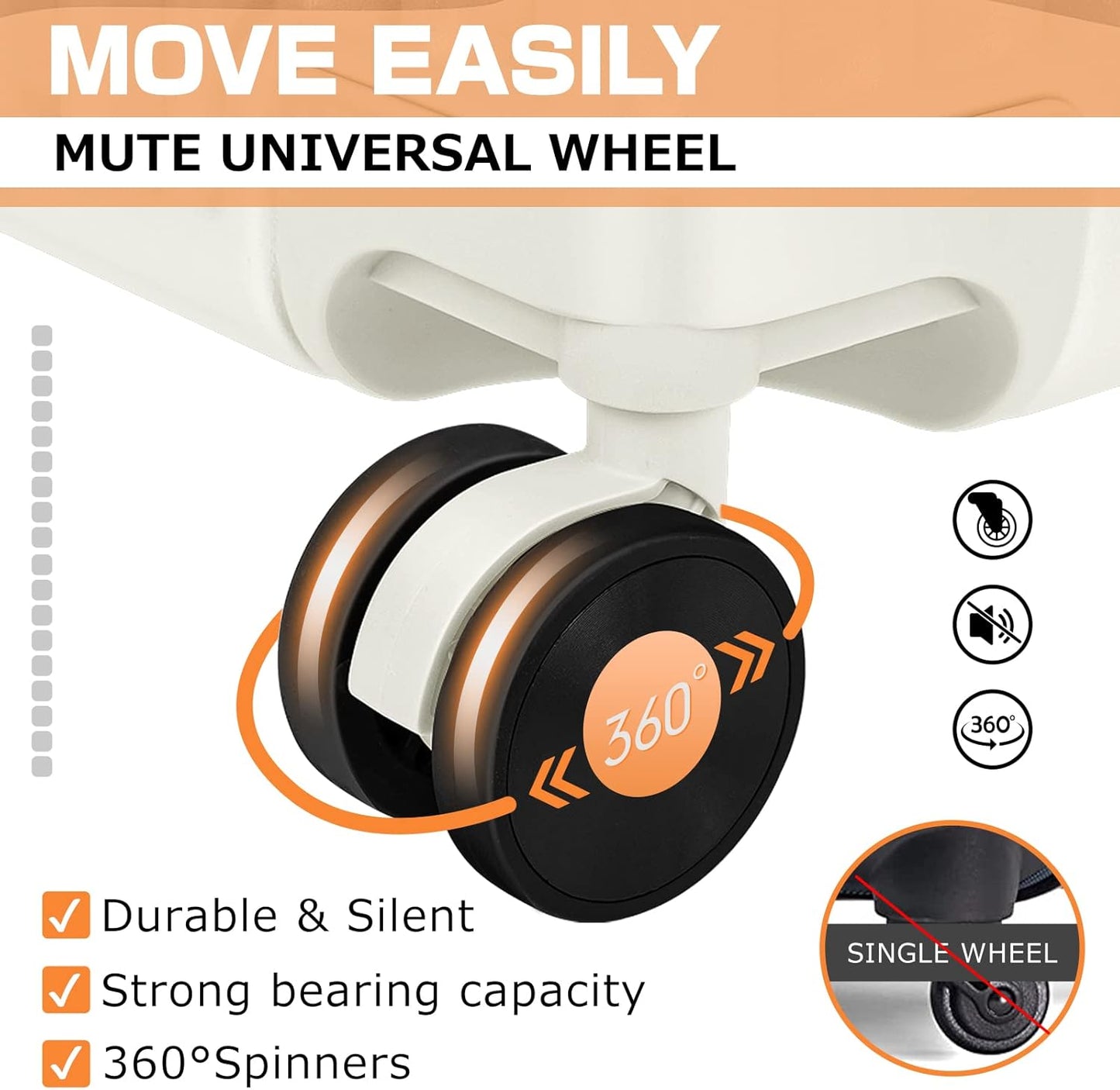 AnyZip Luggage Aluminium Frame Suitcase PC ABS Hard Shell TSA Lock No Zipper 24In White