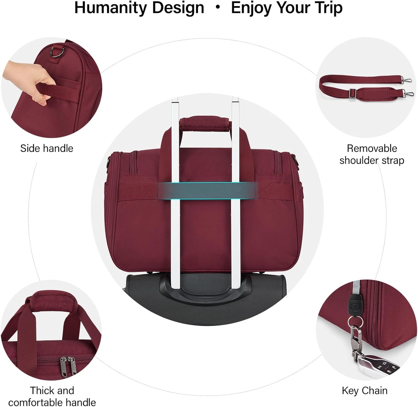 Hanke Underseat Carry On luggage Bags for Travel, Foldable Travel Bags for Women, Soft Lightweight Personal Item Travel Bag Small Carry On Bags for Airplanes, Travel Tote Bags for Women Men.(Burgundy)