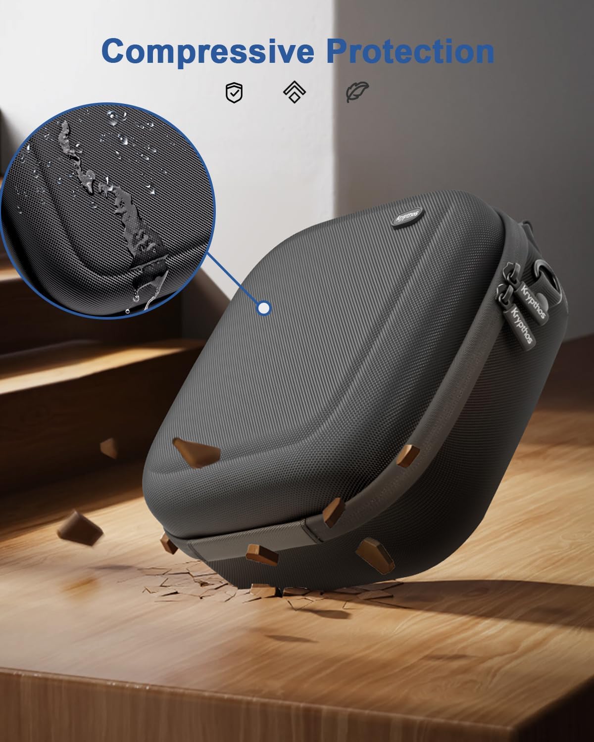 Krypthos Travel Camera Storage Case Compatible with Canon EOS Rebel T7/ R100/ R50/ 90D/ 2000D Nikon D7100/ D7500 Sony Alpha ZV-E10, Camera Protective Storage Holder Organizer Bag Carrying Bag