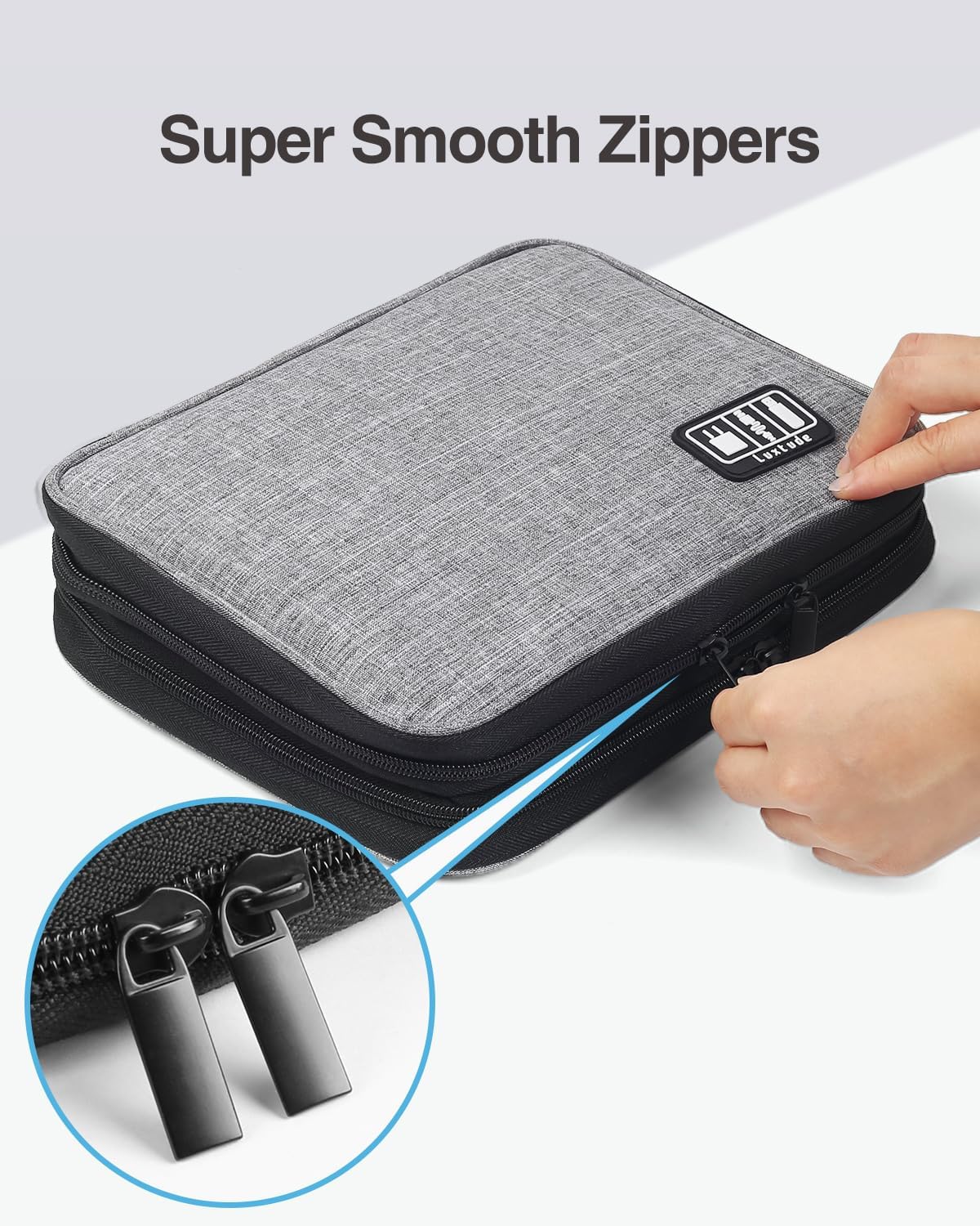 Luxtude Travel Cord Organizer Case, Electronic Organizer Travel Case Large, Cable Organizers Bag, Tech Bag for Cable Storage/Cord Storage/iPad Pro(up to 11")/Wall Charger/Electronics