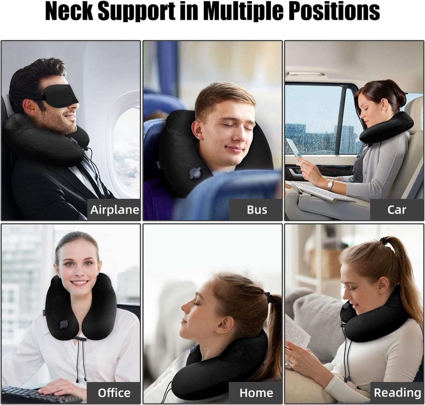 urophylla Inflatable Travel Neck Pillow for Airplanes, Super Soft Velvet Neck Support, Adjustable Firmness, Blow Up Plane Pillow for Long Flights, Road Trips, Travel Essentials with Eye Mask, Earplug