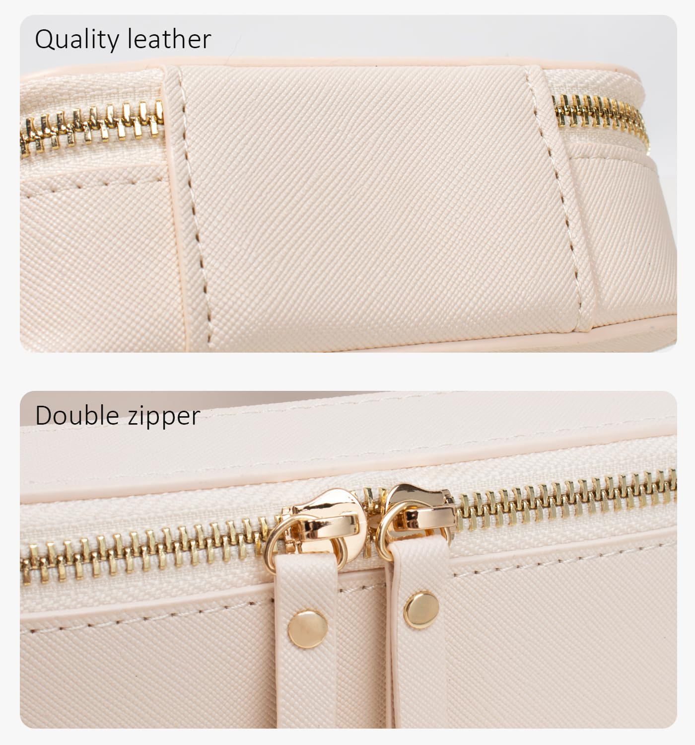 LETGO Clear Makeup Bags Set - TSA Approved Toiletry Bag with Handle Large Opening, Clear Toiletry Bags Case Pouch for Traveling Travel Car Orangizer Storage Essentials(Mini+Large Beige)