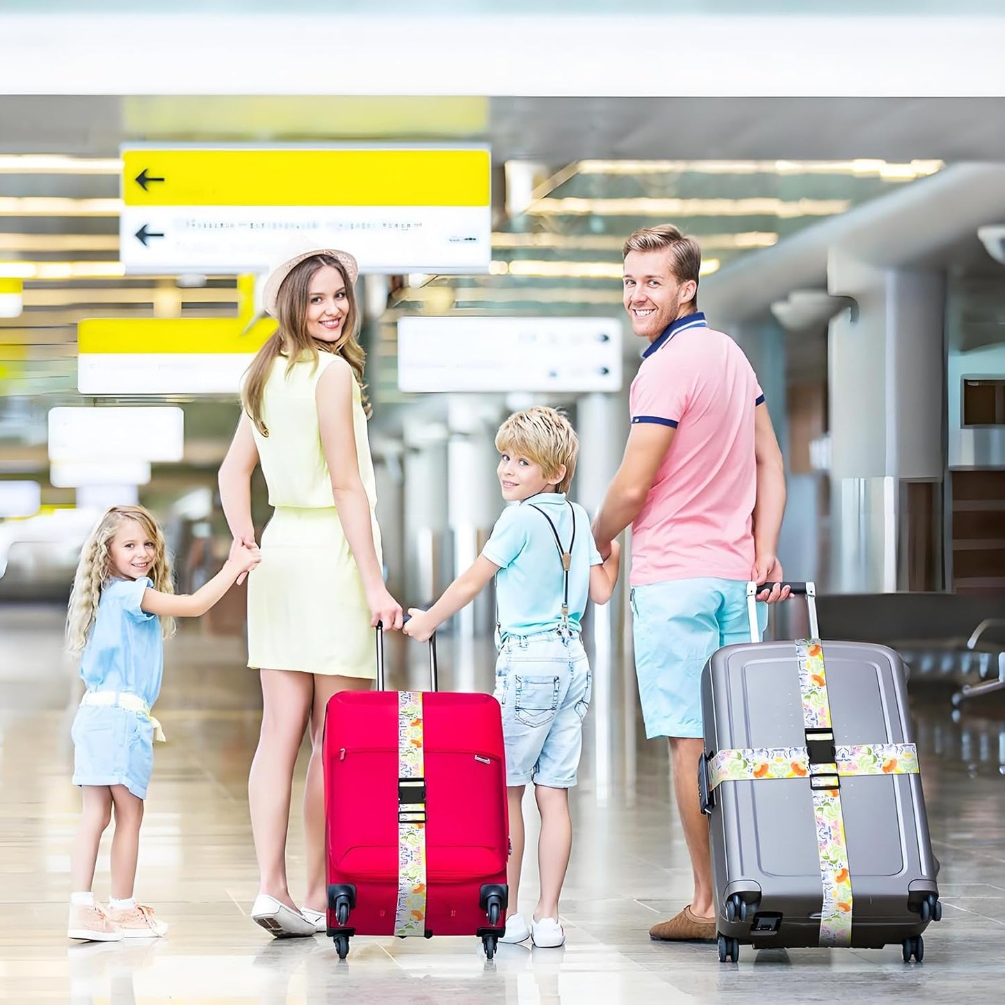 Roses Flowers Luggage Straps for Suitcases, Adjustable Luggage Travel Belts to Keep Luggage Security While Travel, Strong Polyester Fabric, Easy-to-Recognize Stylish Design Travel Accessories, 2 Pack