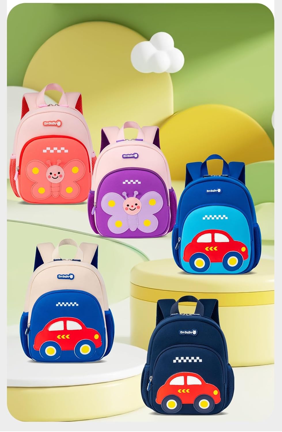 Padgene Toddler Harness Backpacks Safety Leash Kids Anti Lost Kindergarten Preschool Backpack Neoprene Lightweight Animal Schoolbag 3D Cartoon Butterfly Mini Travel Bag for Boys Girls Ages 3-5