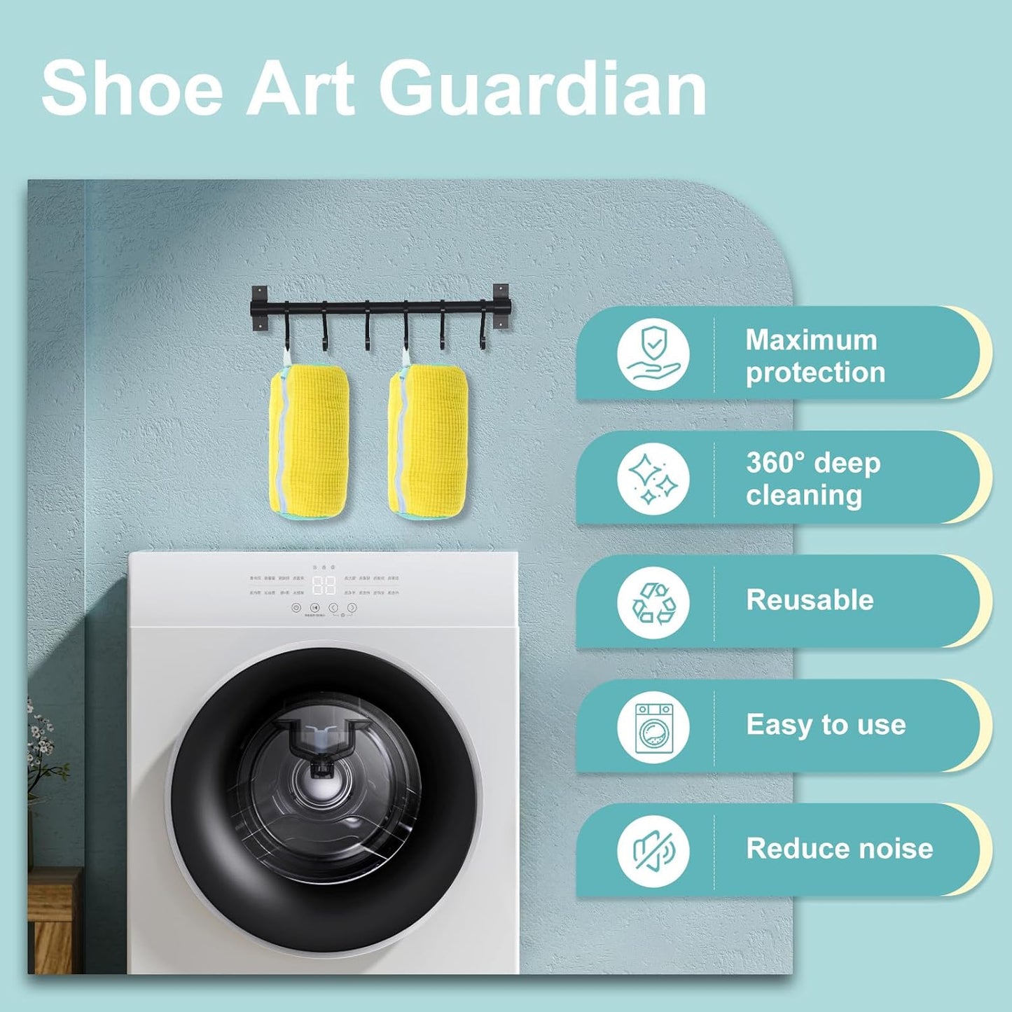 2PCS Shoe Washing Machine Bag, Durable Shoe Bag for Washing Machine, Fits All Shoe Sizes, Easy to Use Cleaning Bag