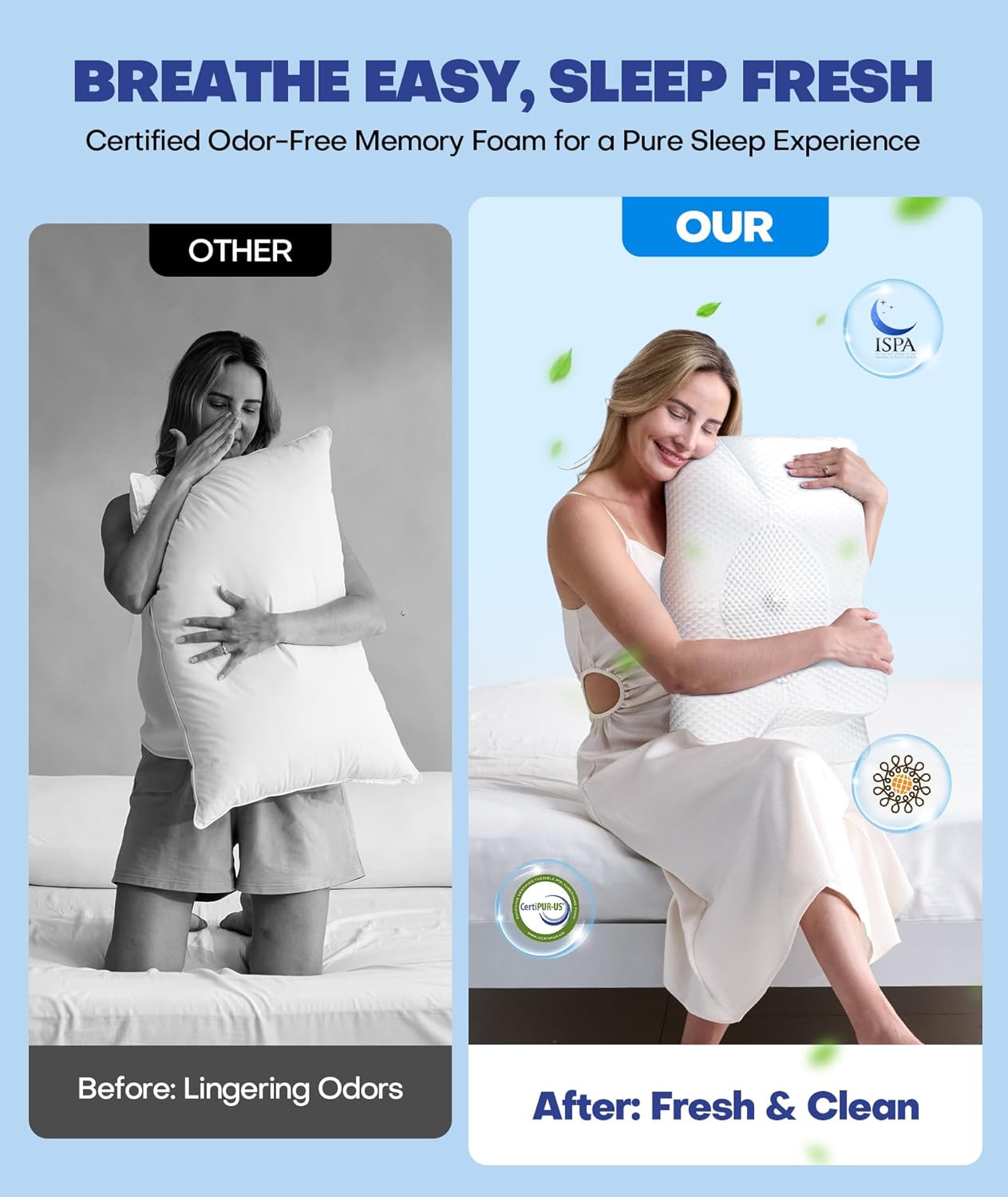 Emircey Clinical-Level Relief Cervical Neck Pillow for Sleeping, Orthopedic Contour Memory Foam Pillow for Side Sleepers, Cooling Pillow for Neck Relief, Ergonomic for Back and Stomach Sleepers