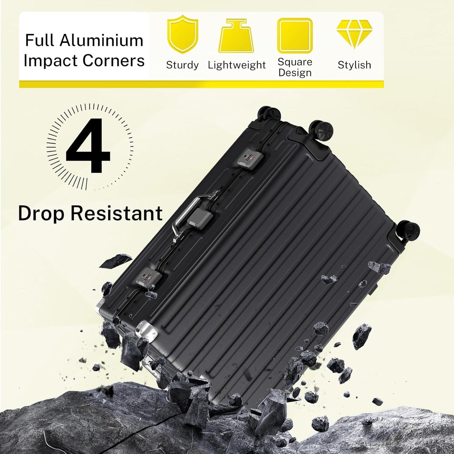 Krute Luggage 28 Inch Checked Suitcase with Spinner Wheels Zipperless Aluminum Frame Luggages TSA Lock No Zipper Hardshell Lightweight PC+ABS Large Suitcases